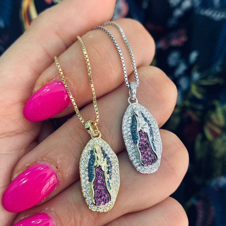 Collana madonna di Guadalupe in argento 925 e zirconi di rabiosajewels