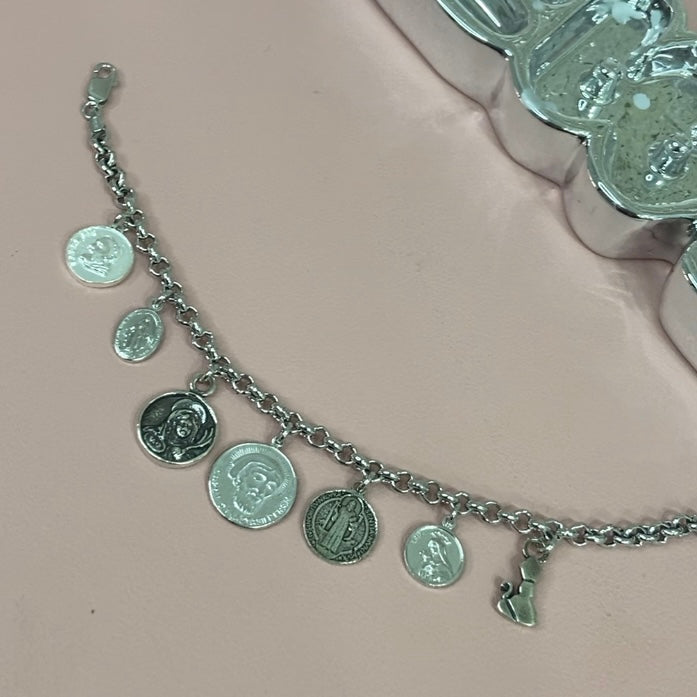 Bracciale Chi tene sante va ‘mparaviso di RabiosaJewels. Bracciale con medaglie dei santi. Argento 925