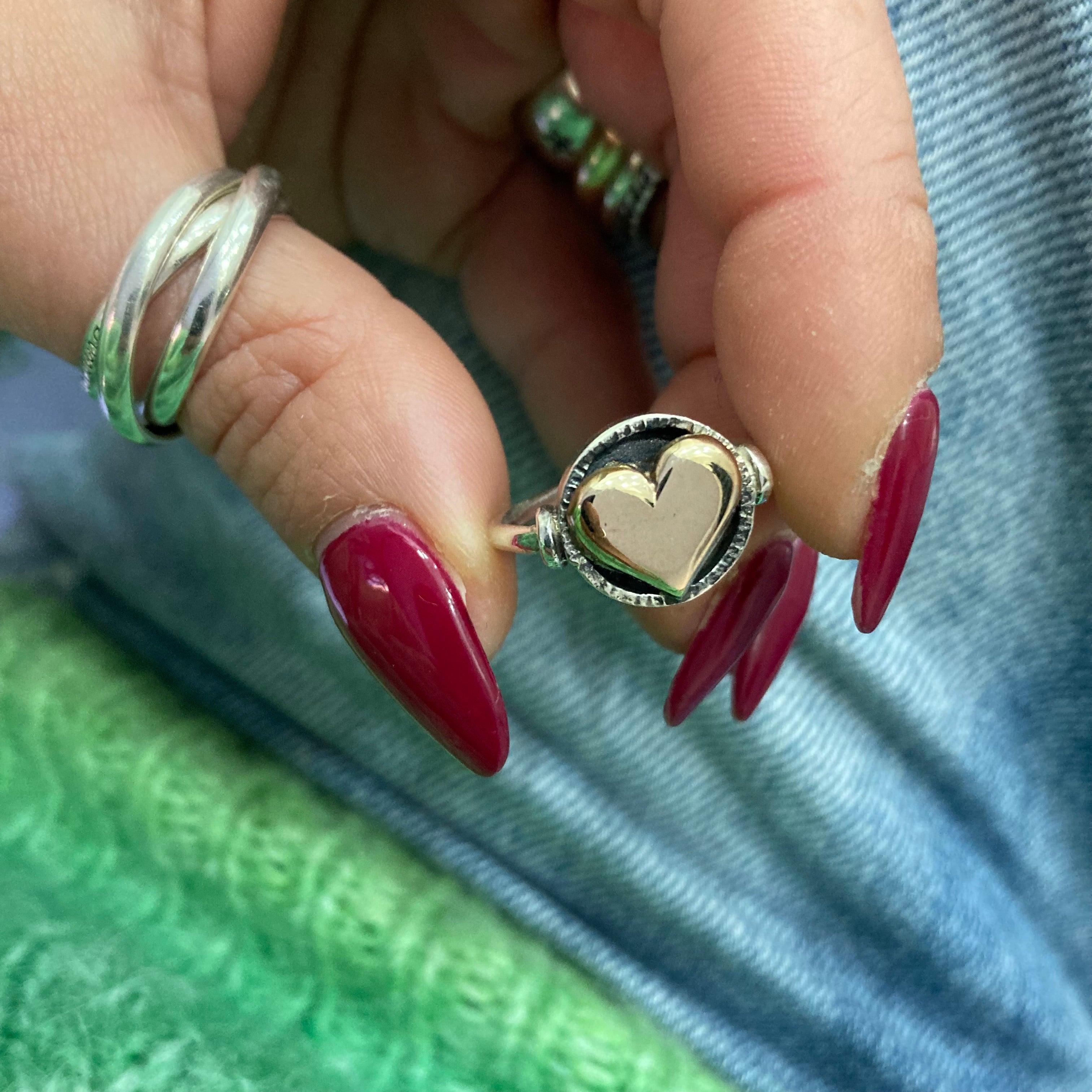 Anello cuore bicolor in argento 925 di RabiosaJewels