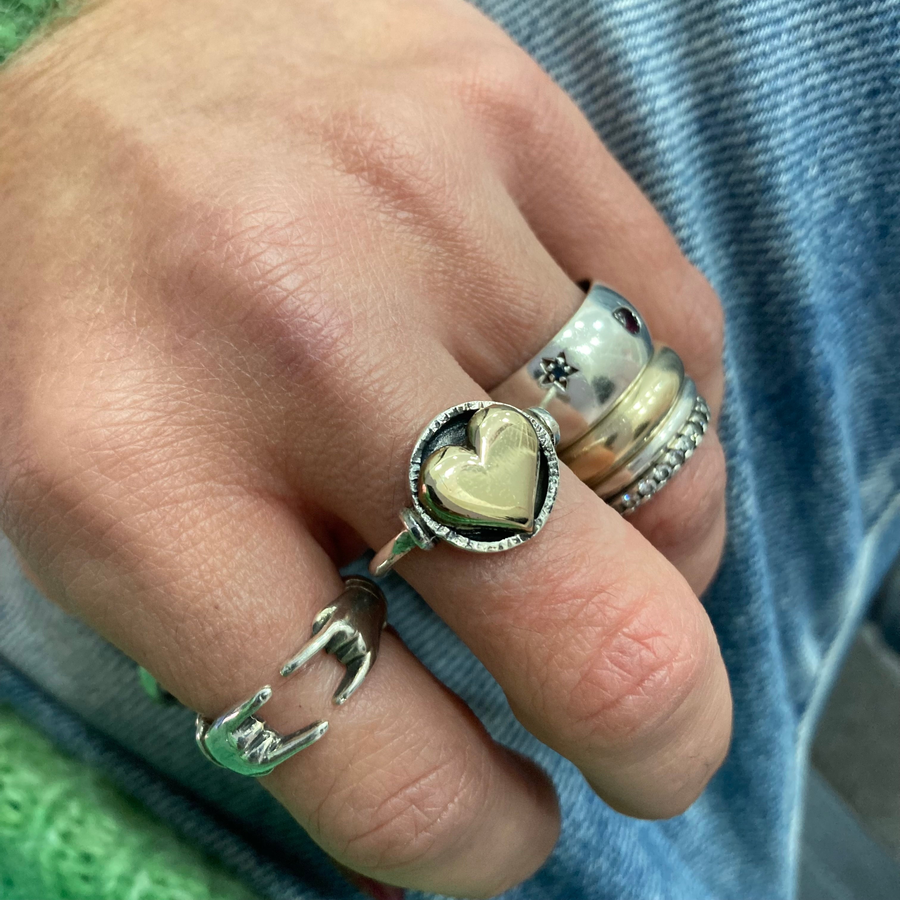 Anello cuore bicolor in argento 925 di RabiosaJewels