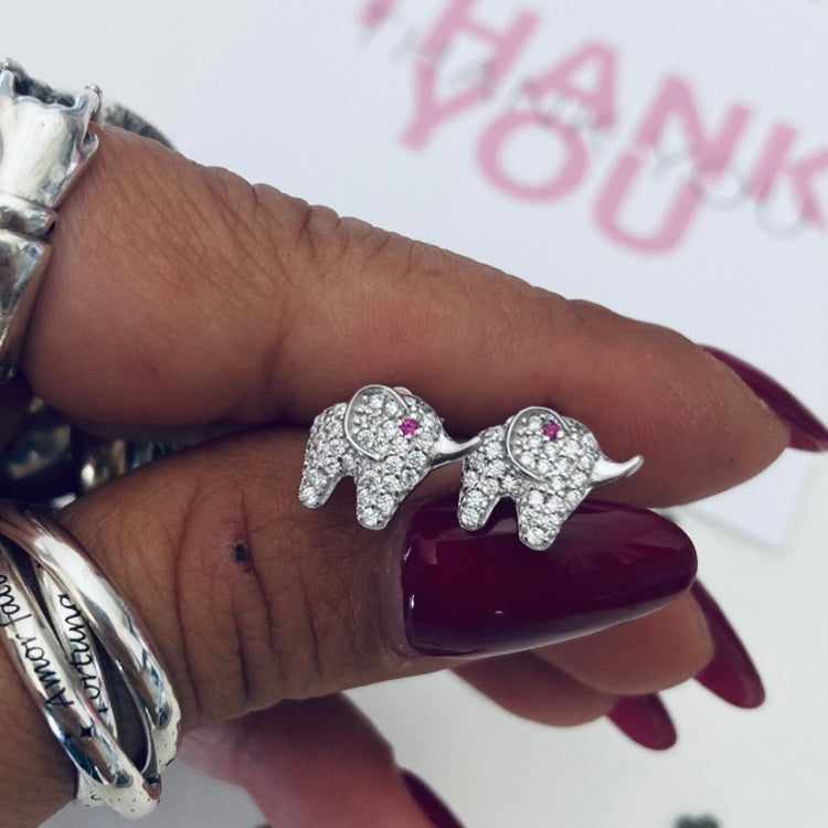 orecchini elefante portafortuna in argento 925 e zirconi. RabiosaJewels