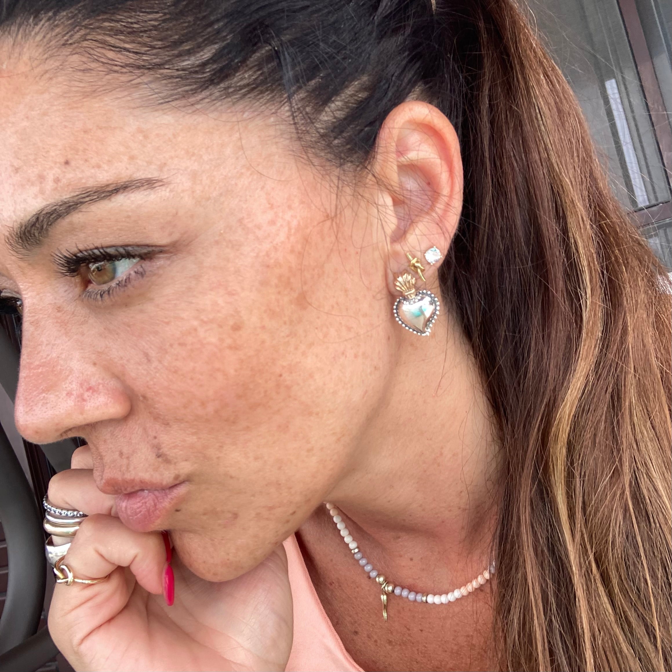 Orecchini sacro cuore da lobo in argento 925 di RabiosaJewels