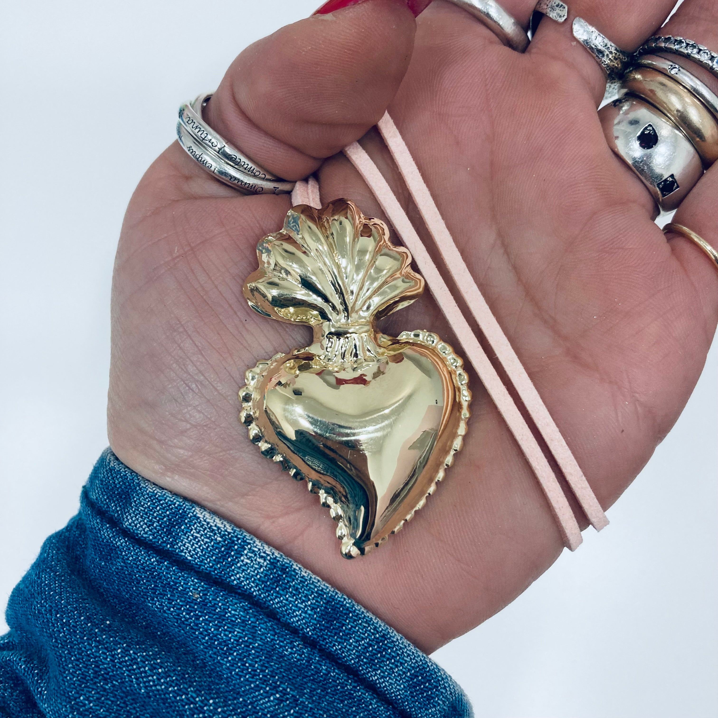 Collana filo Cuore Sacro in argento 925 di RabiosaJewels