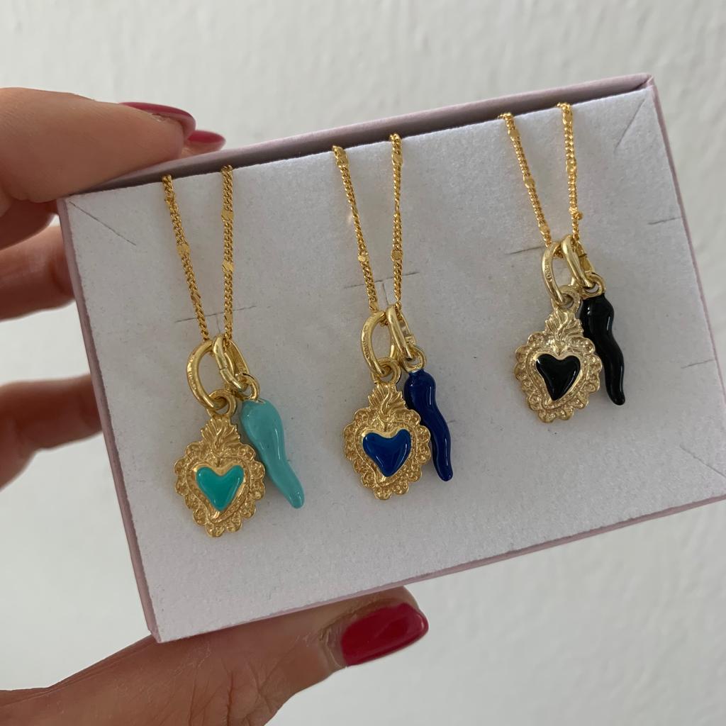 Collana CUORE SACRO & CORNO SMALTO
