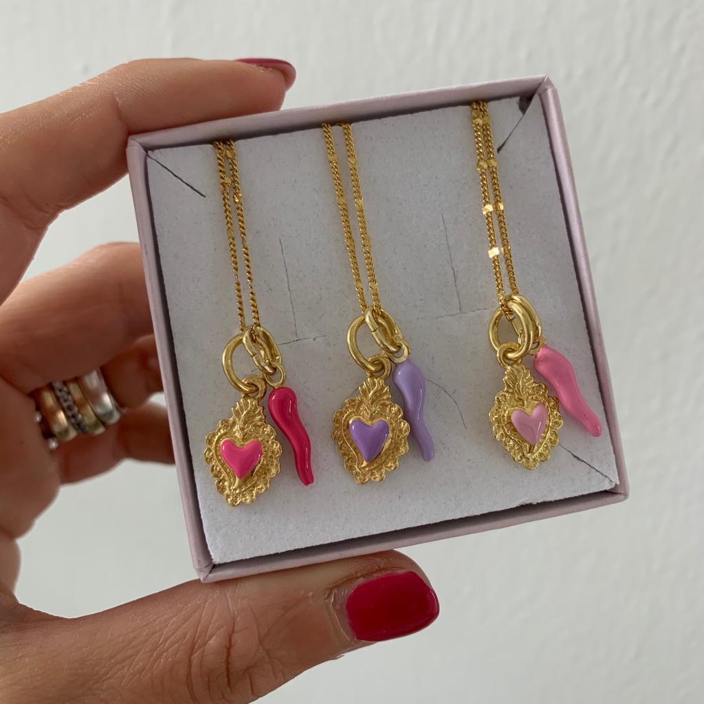 Collana CUORE SACRO & CORNO SMALTO