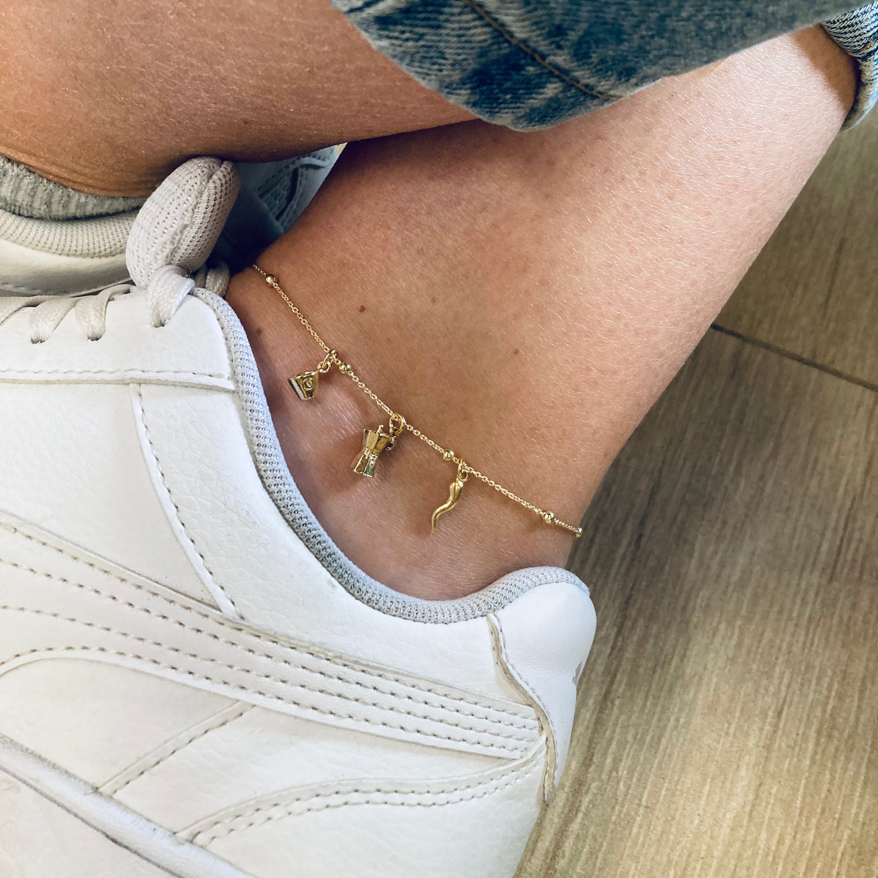 cavigliera moka e tazza in argento 925 di RabiosaJewels