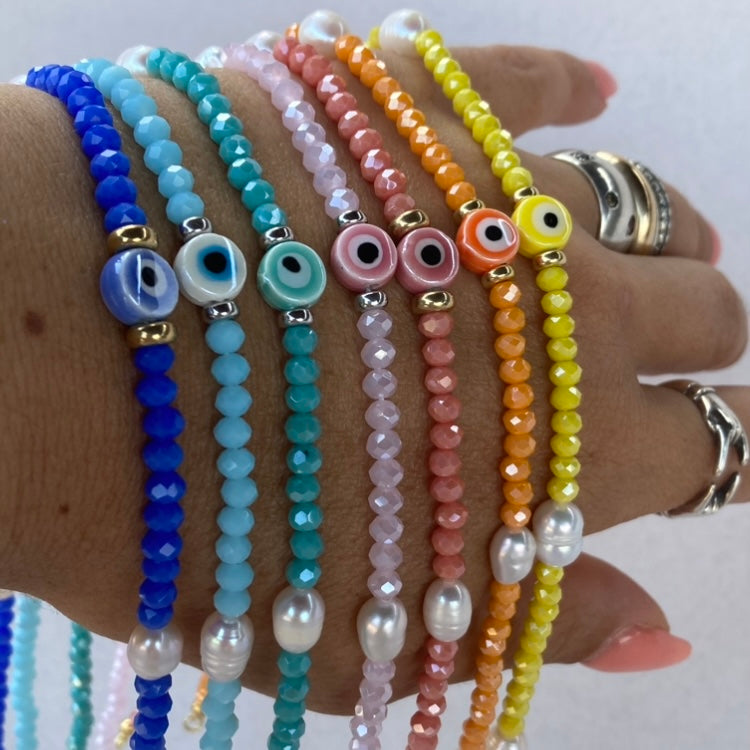 collana occhio con cristalli e rifiniture in argento 925. collana estate. collana colorata. RabiosaJewels