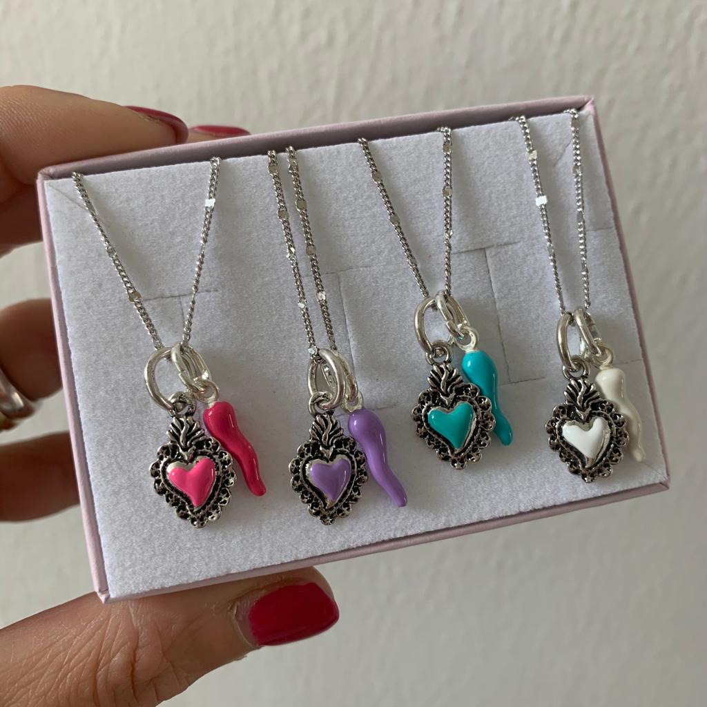 Collana CUORE SACRO & CORNO SMALTO