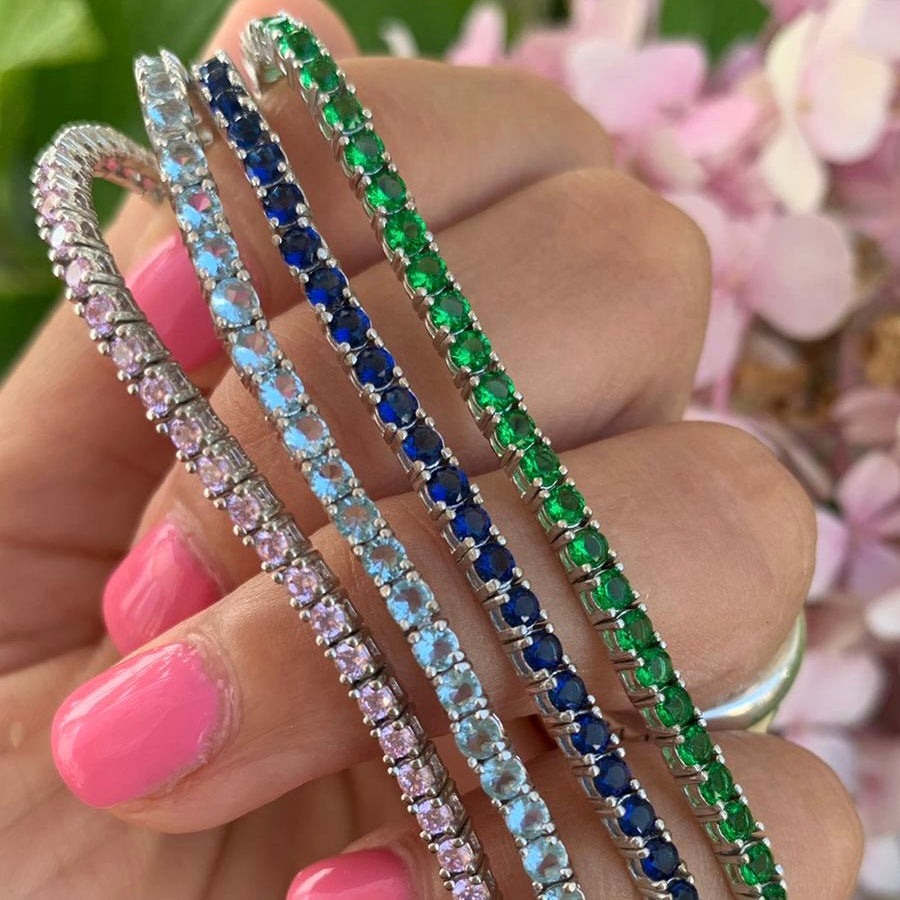 bracciali tennis con zirconi colorati in argento 925. RabiosaJewels