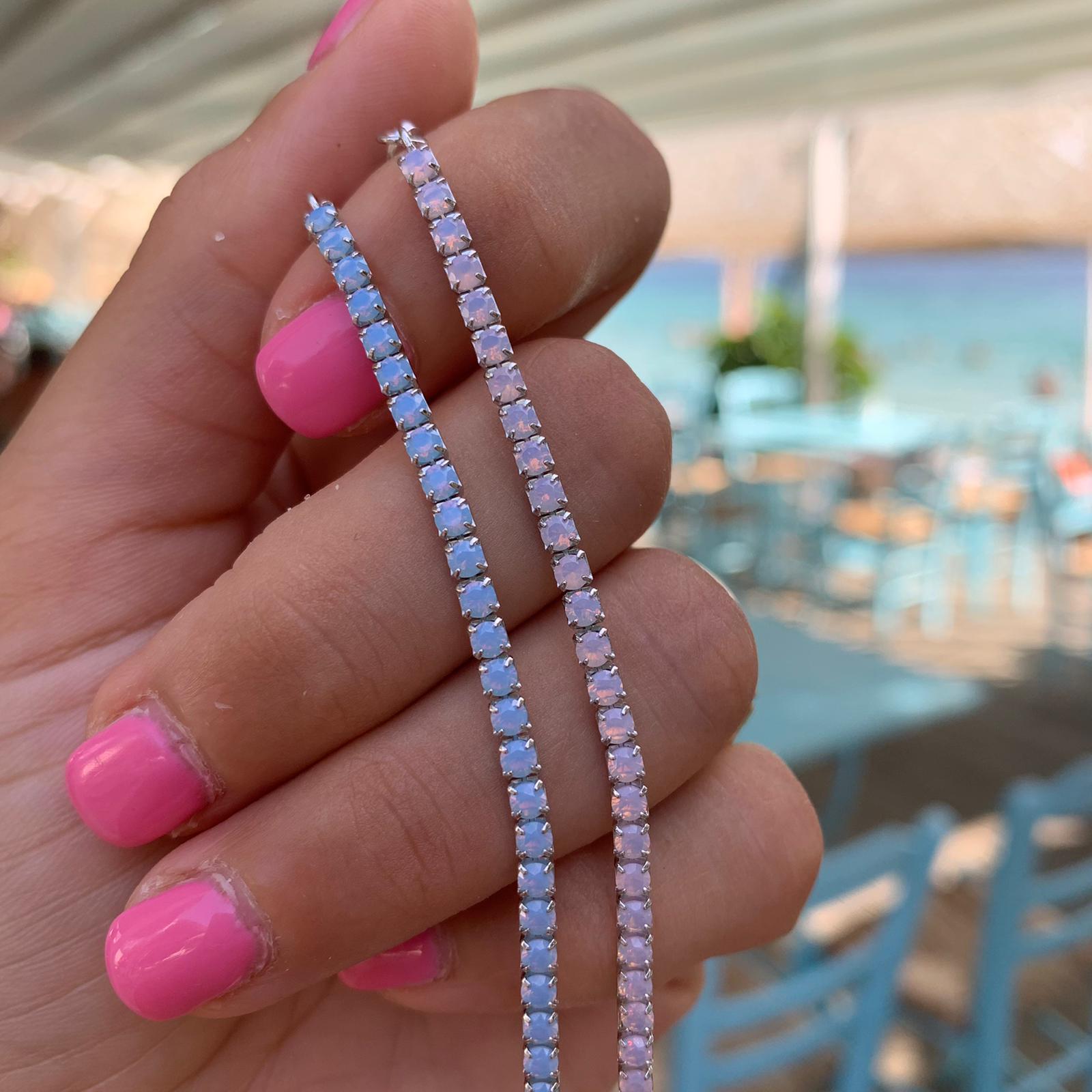 Bracciale Tennis Con Pietra Sfaccettata In Opale Di Fuoco Color - Foto 10