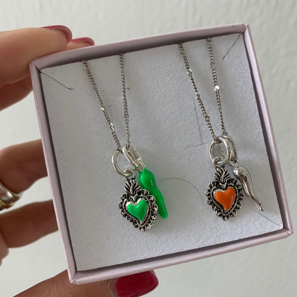 Collana CUORE SACRO & CORNO SMALTO