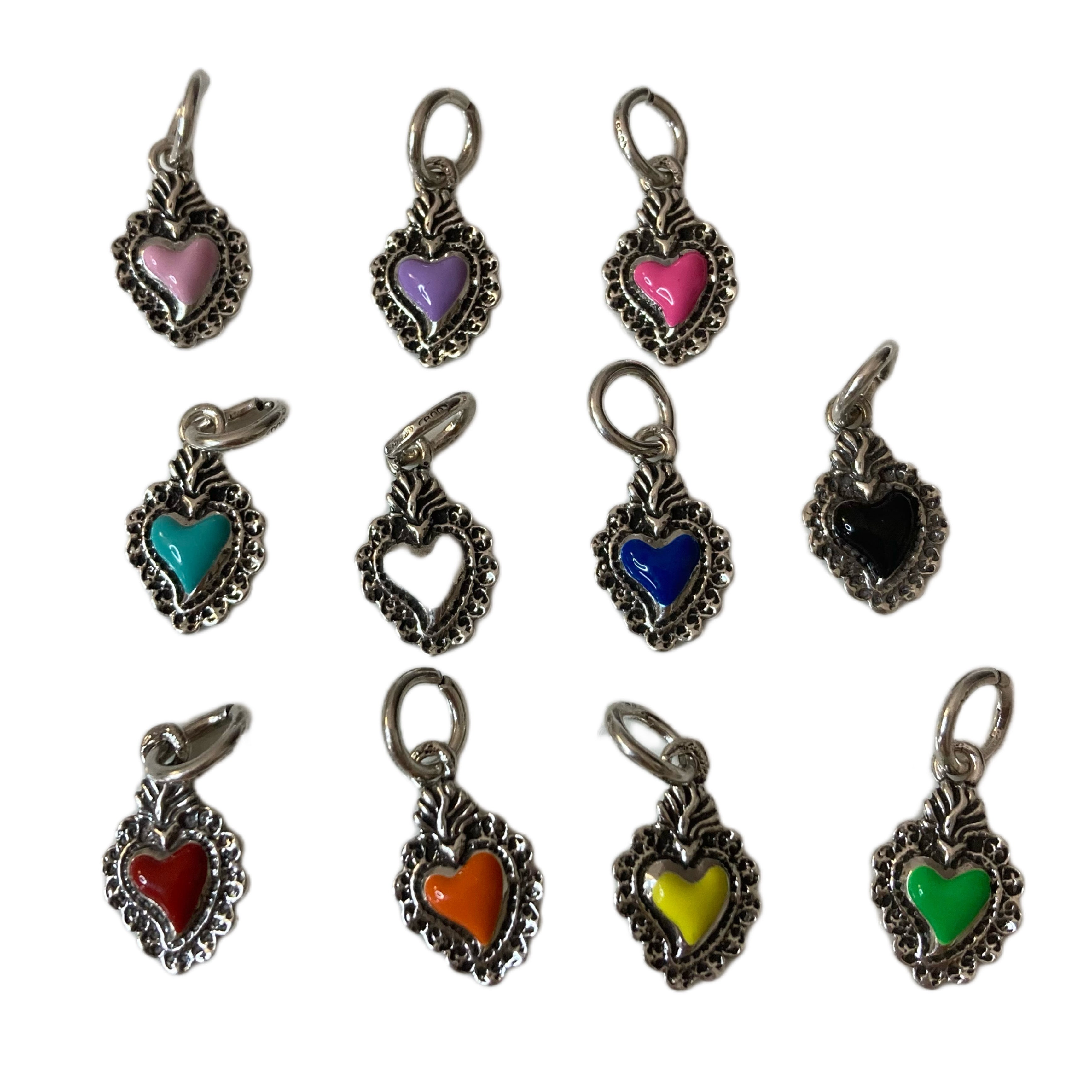 ciondolo cuore sacro colorato in argento 925. RabiosaJewels