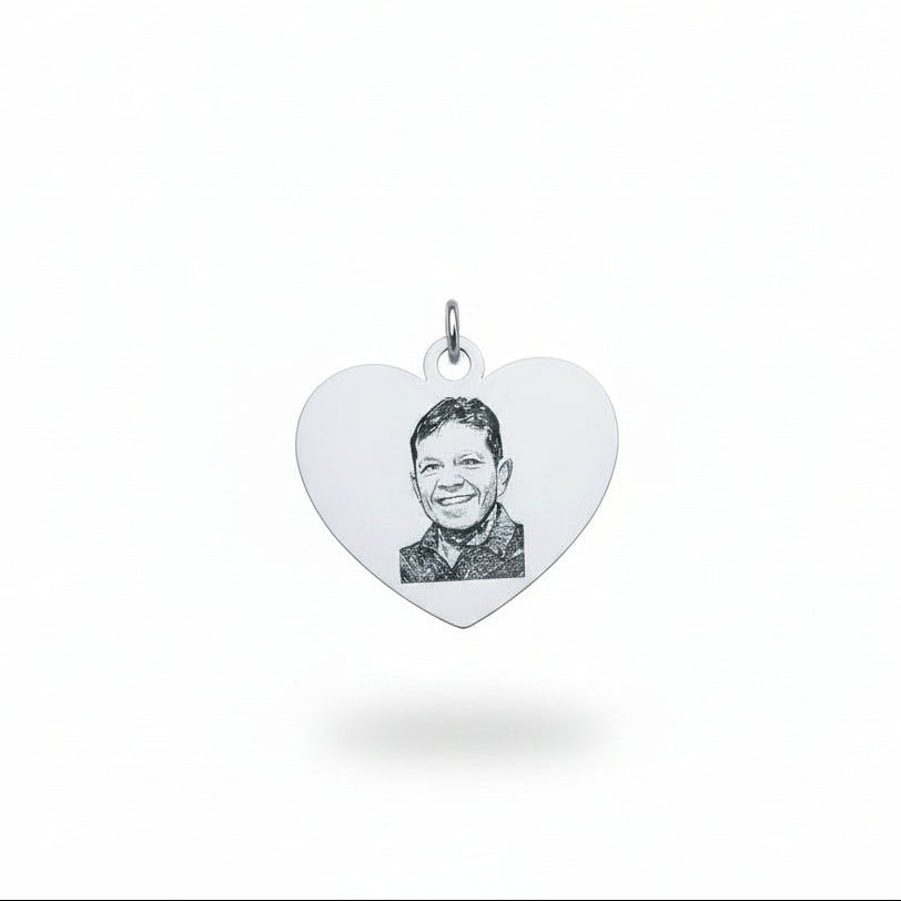 collana foto ritratto in argento 925 di Rabiosajewels. fotoincisione