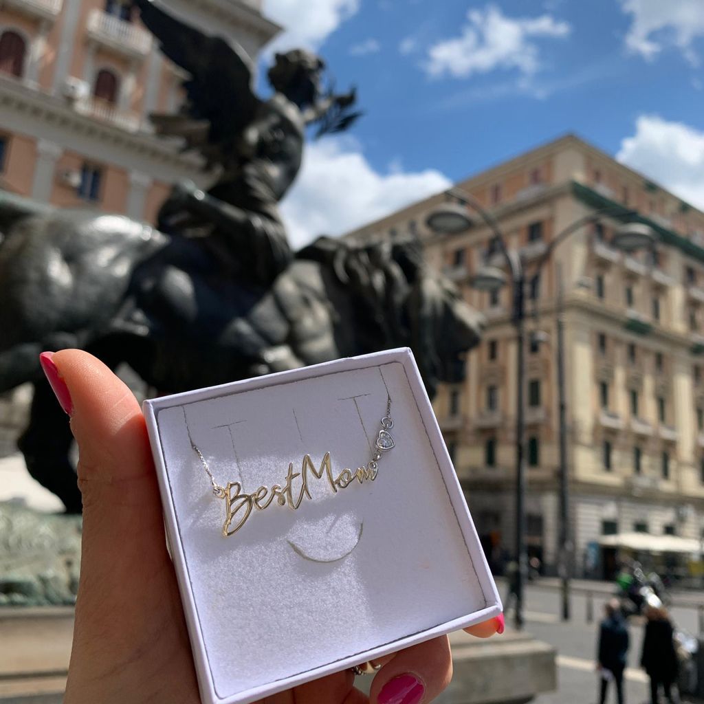 RabiosaJewels. Collana best mom con punto luce cuore. argento925. versione silver.