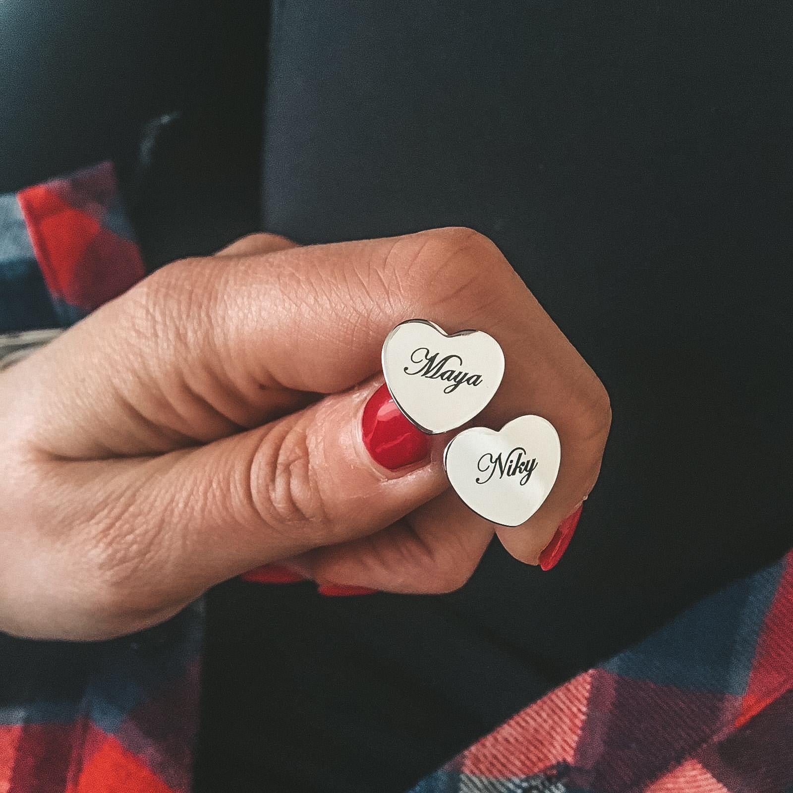 RabiossaJewels. Coppia di orecchini cuore lobo personalizzati. Argento925 (4452950868031)