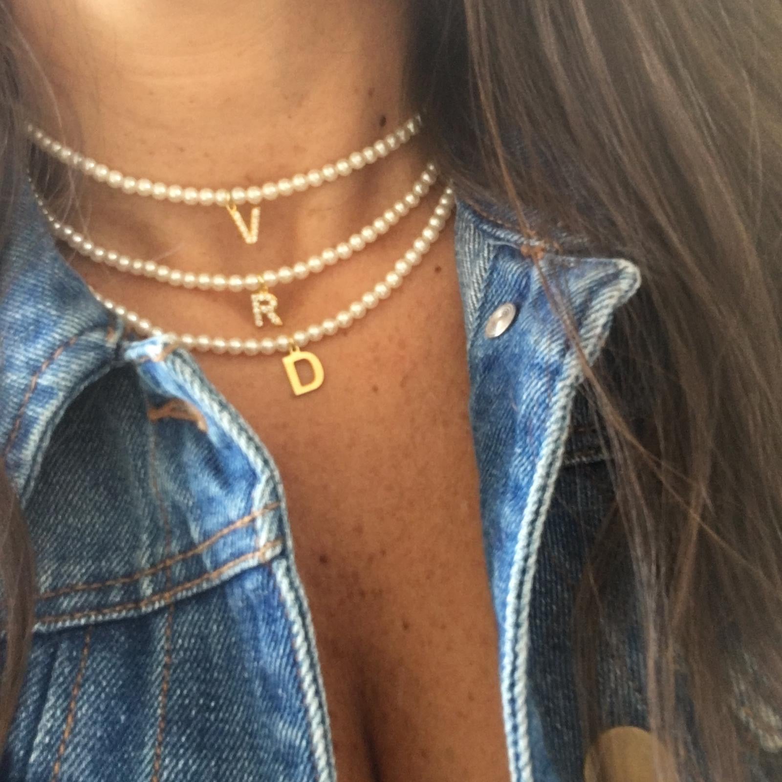 Girocollo PERLINE CON INIZIALE ZIRCONI (4685649903679)