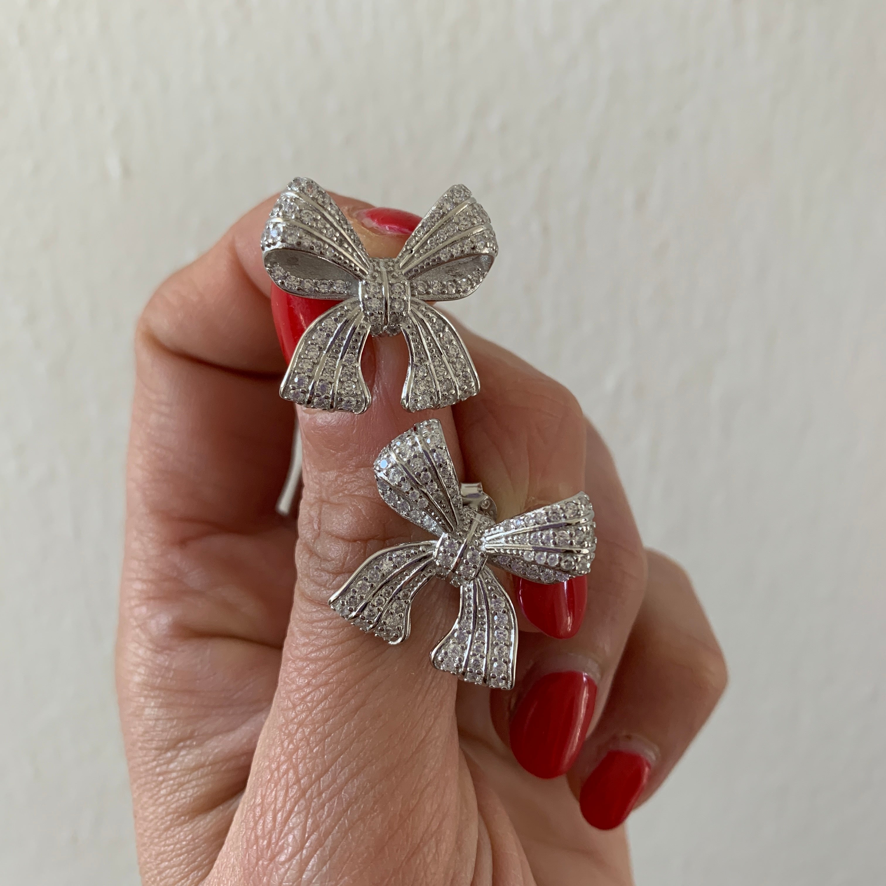 RabiosaJewels. orecchini fiocco in argento925 e zirconi. versione silver.