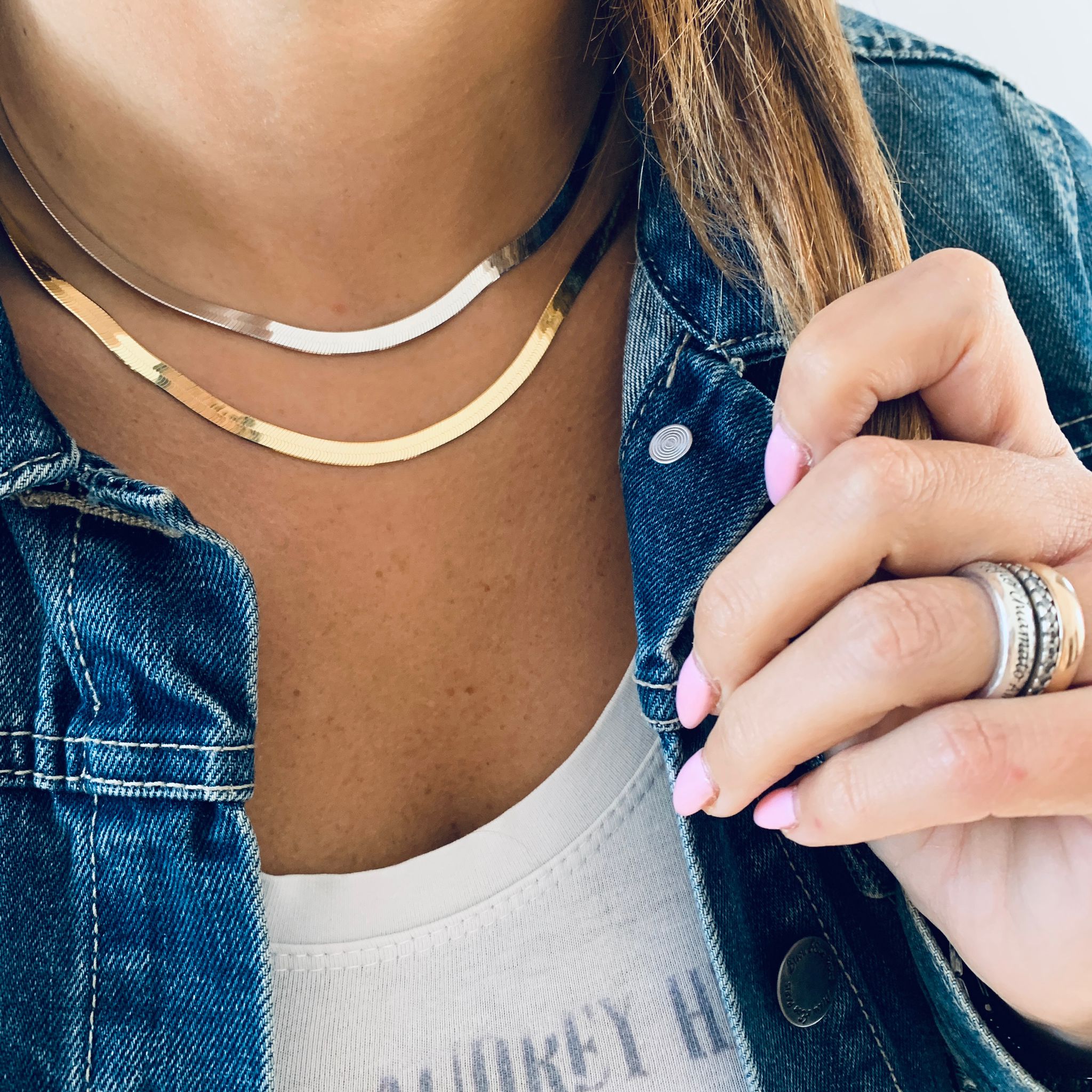 collana snake in argento 925 di Rabiosajewels. collana piatta. spessore 5mm-lunghezza 40 cm più allungo. disponibile nella colorazione silver e oro.