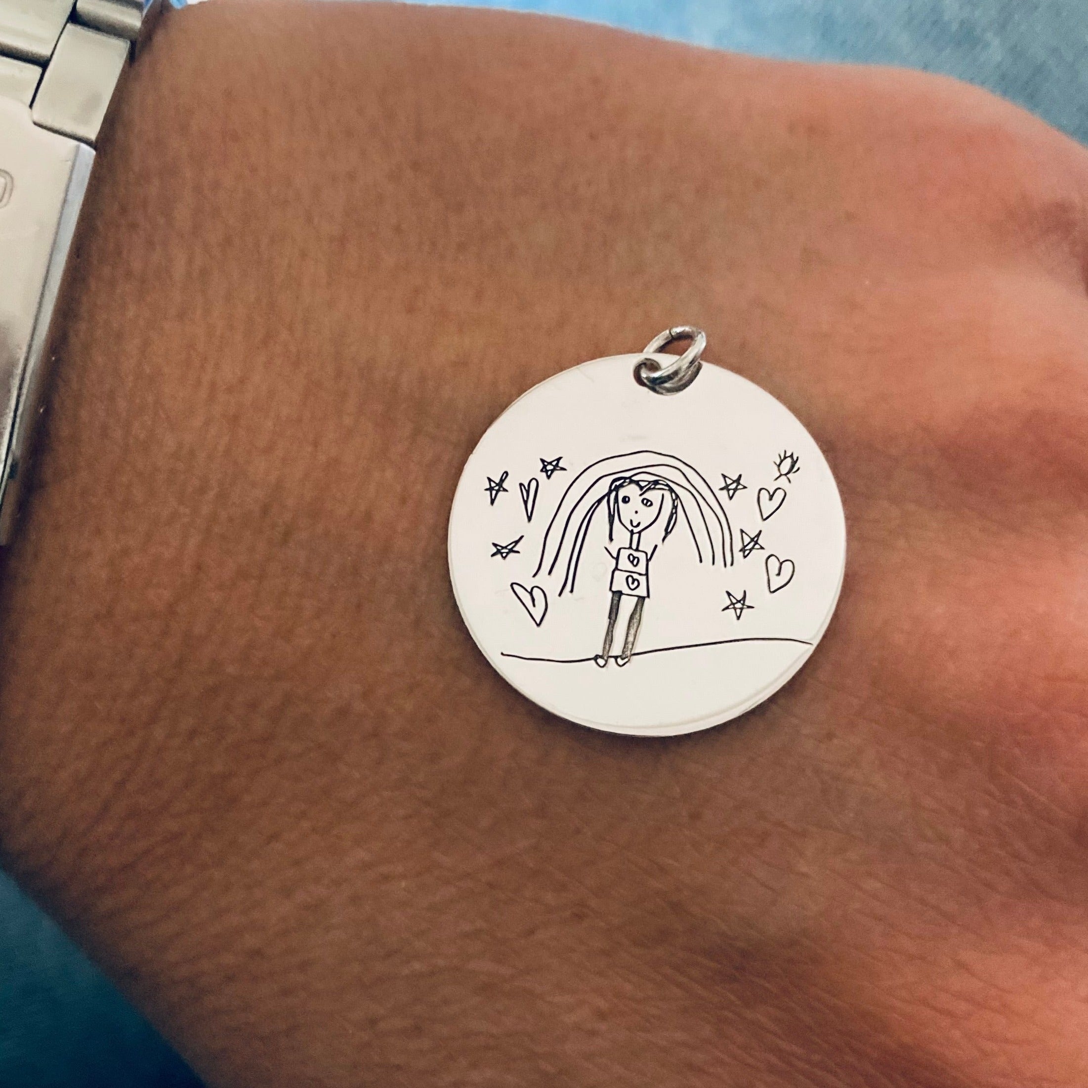 RabiosaJewels. Collana con disegno bambini argento 925.