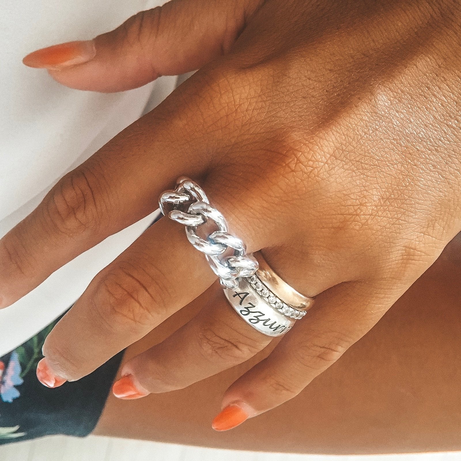 Rabiosajewels. Anello catena groumetta in argento 925. versione silver. (4366681702463)