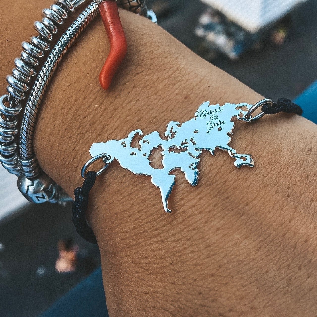 bracciale mondo. bracciale personalizzato. silver. argento 925. rabiosajewels (4379793293375)