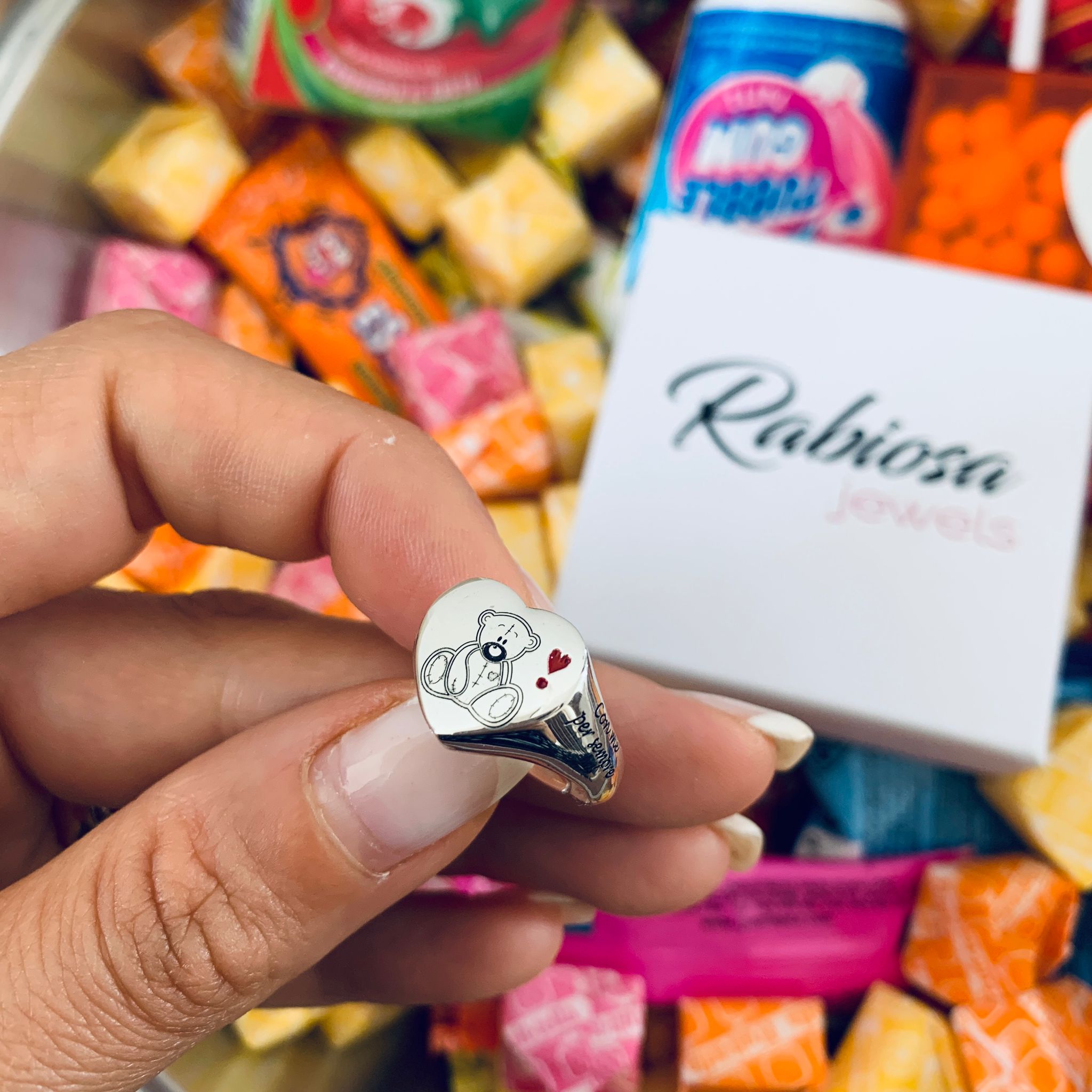 chevalier da mignolo donna in argento 925.RabiosaJewels. incisione orsetto.teddy