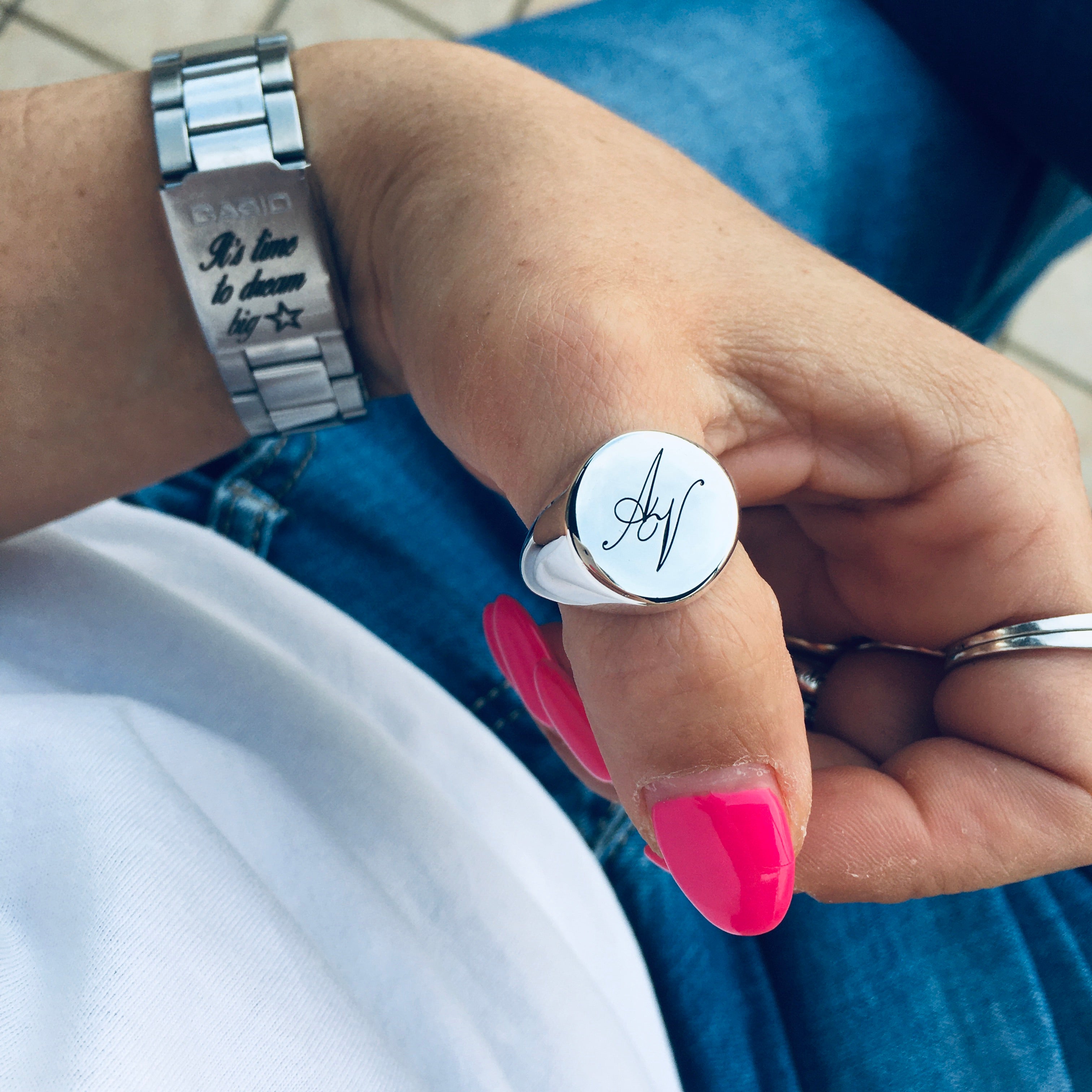 chevalier mignolo da uomo in argento 925 personalizzato.RabiosaJewels.personalizzazione a scelta. incisione iniziali in corsivo