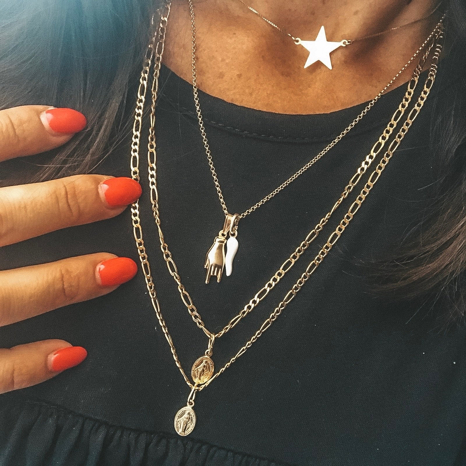 collana 3+1 con madonnina. charms madonna. argento925. gold. rabiosajewels (4380128215103)