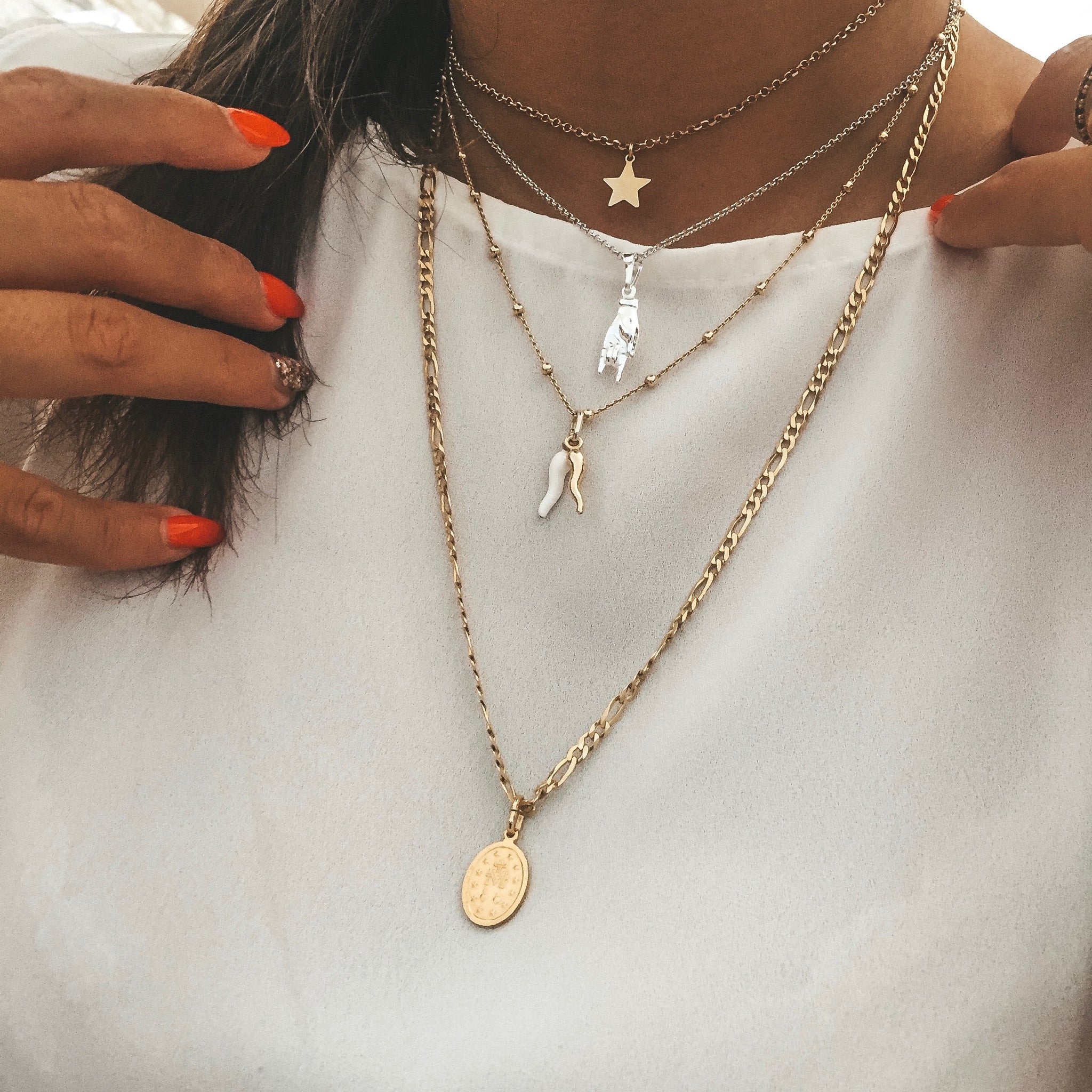 collana 3+1 con madonnina. charms madonna. argento925. gold. rabiosajewels (4380128215103)