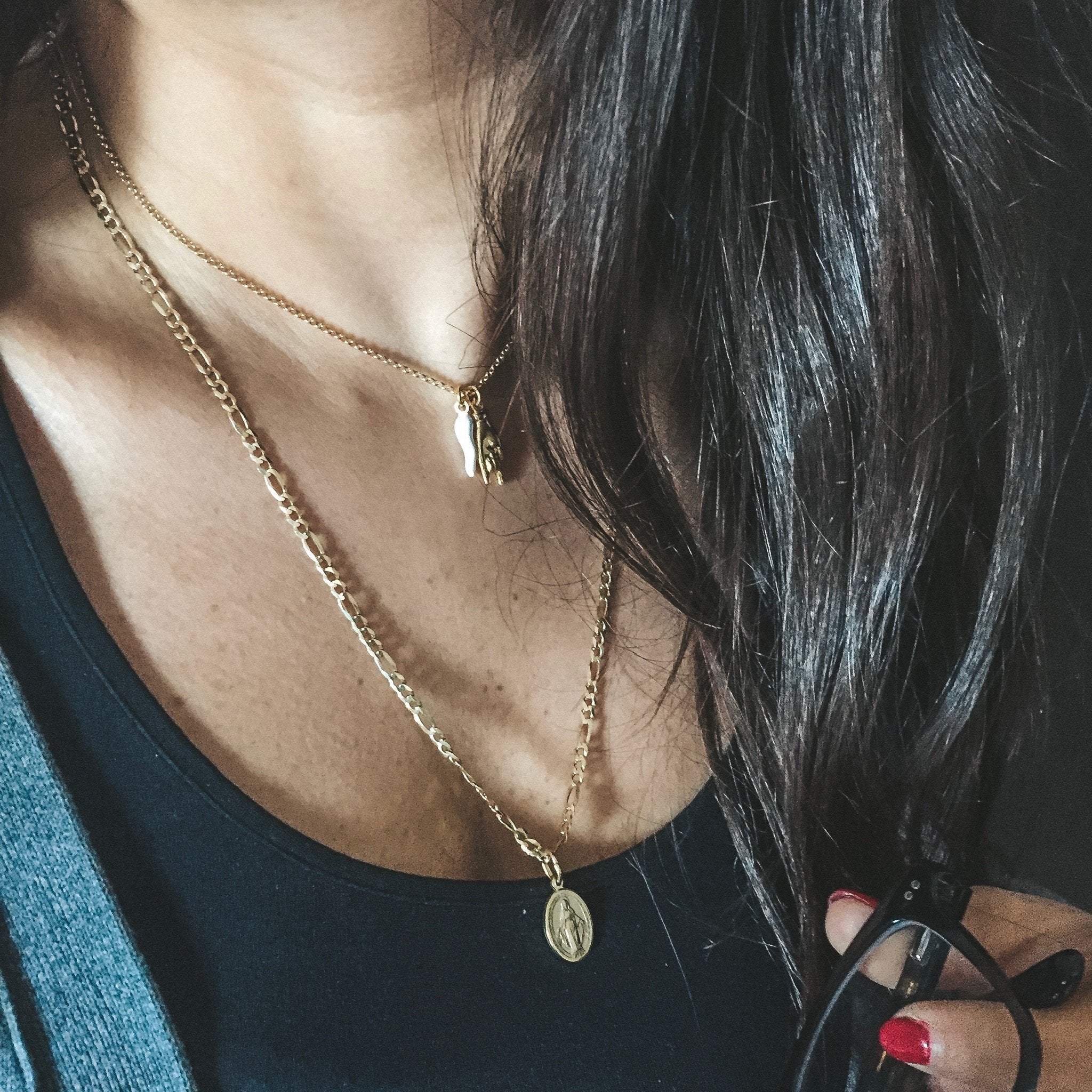 collana 3+1 con madonnina. charms madonna. argento925. gold. rabiosajewels (4380128215103)