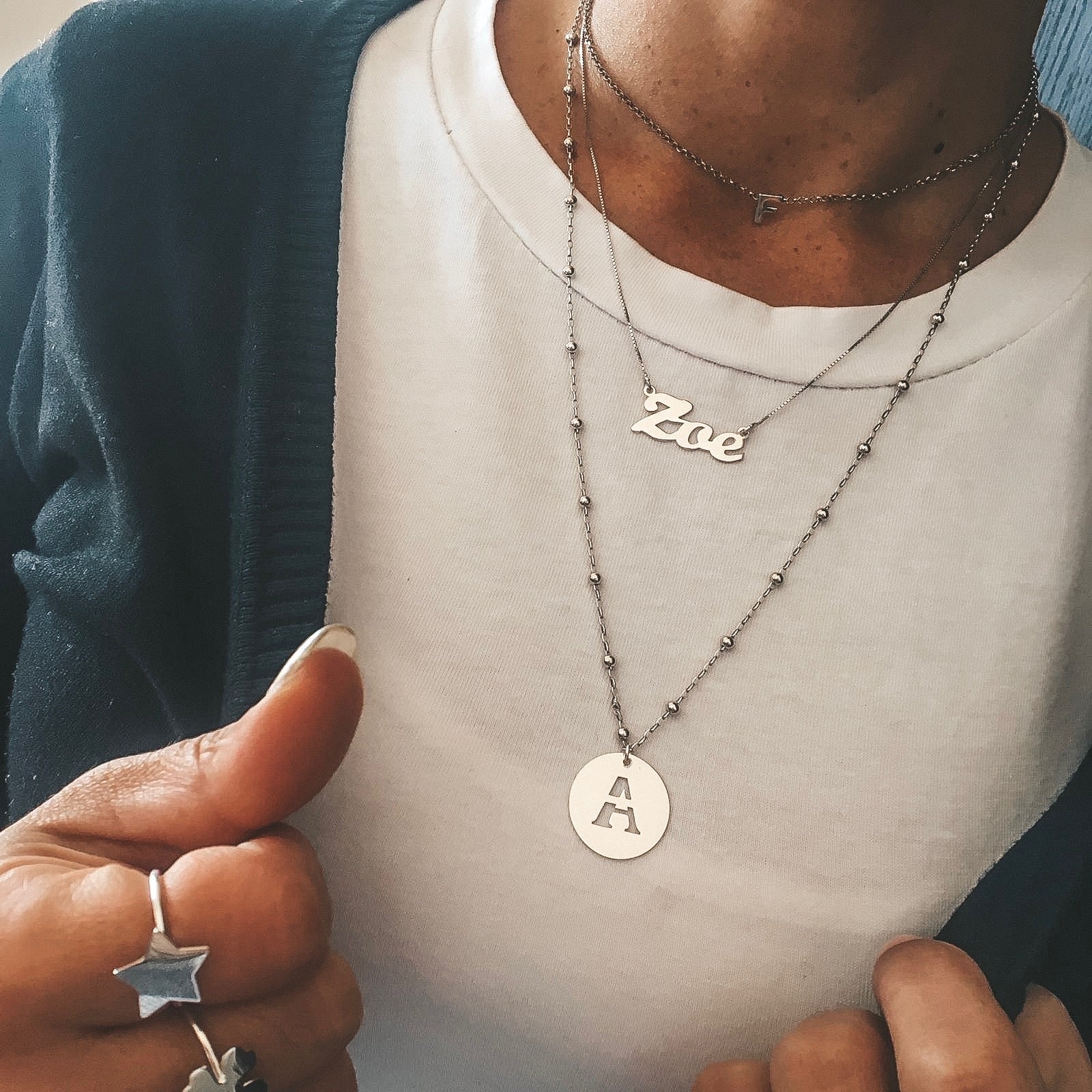 collana ciondolo con iniziale traforata. argento925 silver. rabiosajewels. (4380009726015)