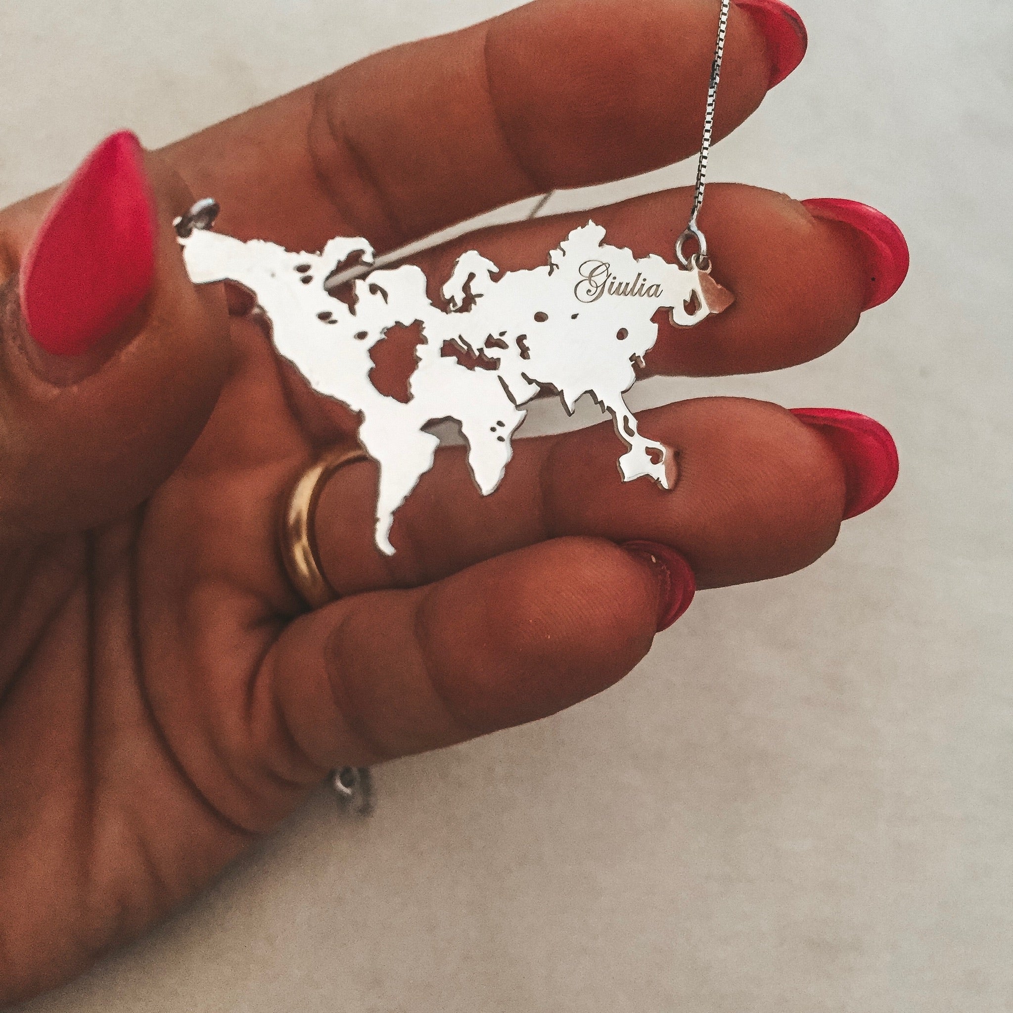 Collana mondo con incisione personalizzata. argento925. rabiosajewels (4379655045183)