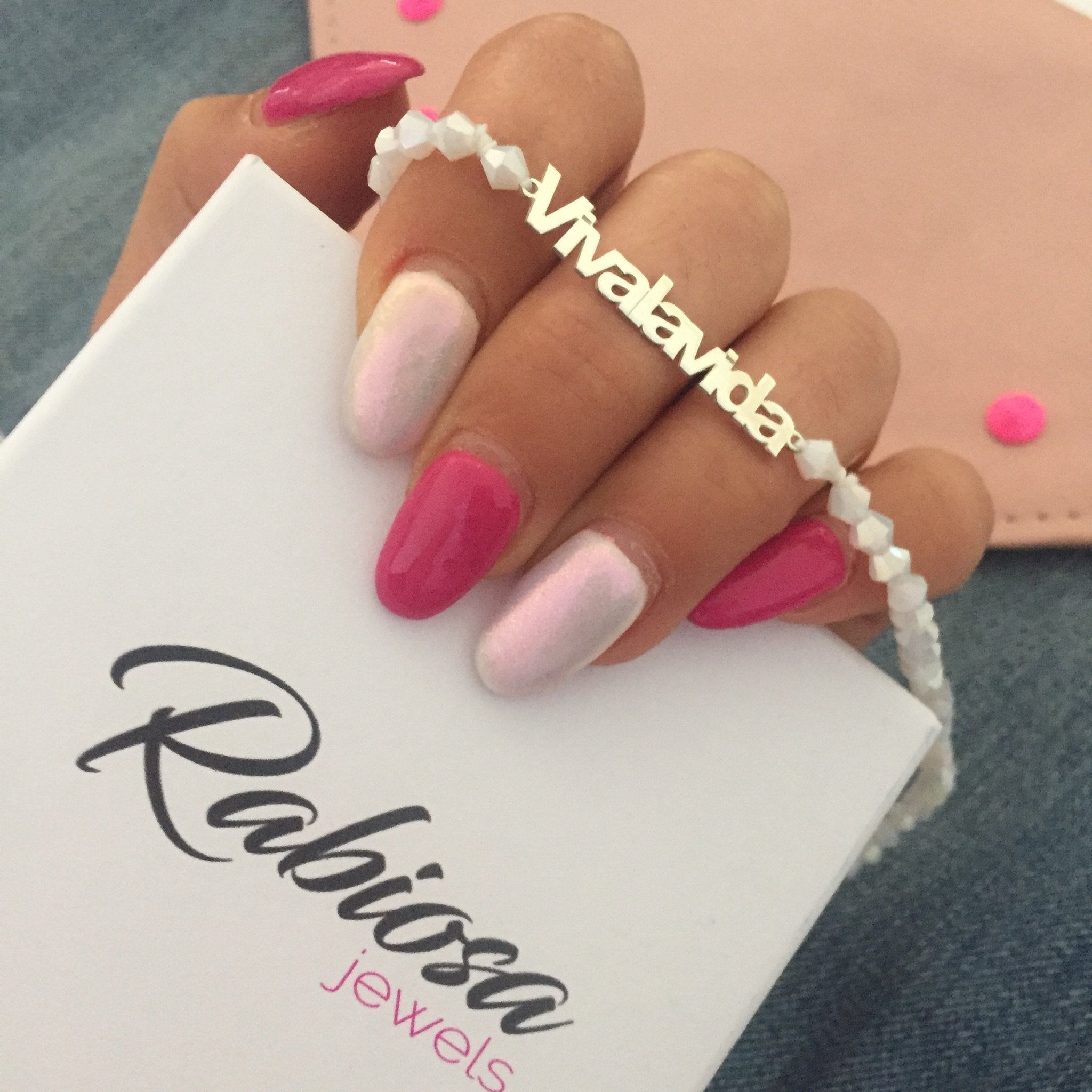 collana nome con cristalli colorati. argento925. silver. gold. rabiosajewels. vivalavida (4379068923967)