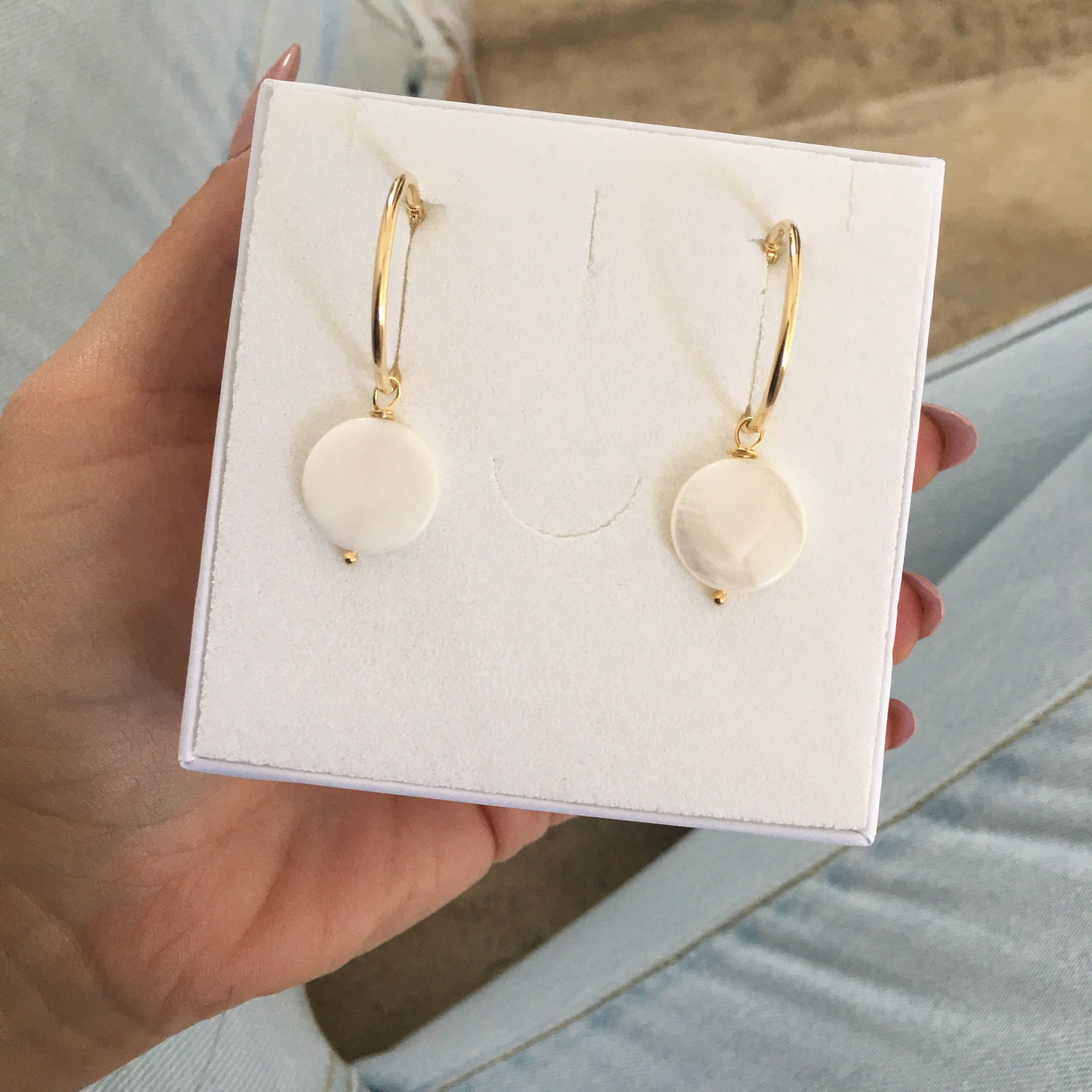 orecchini - madreperla - hoops - cerchietti -earrings (4630518825023)