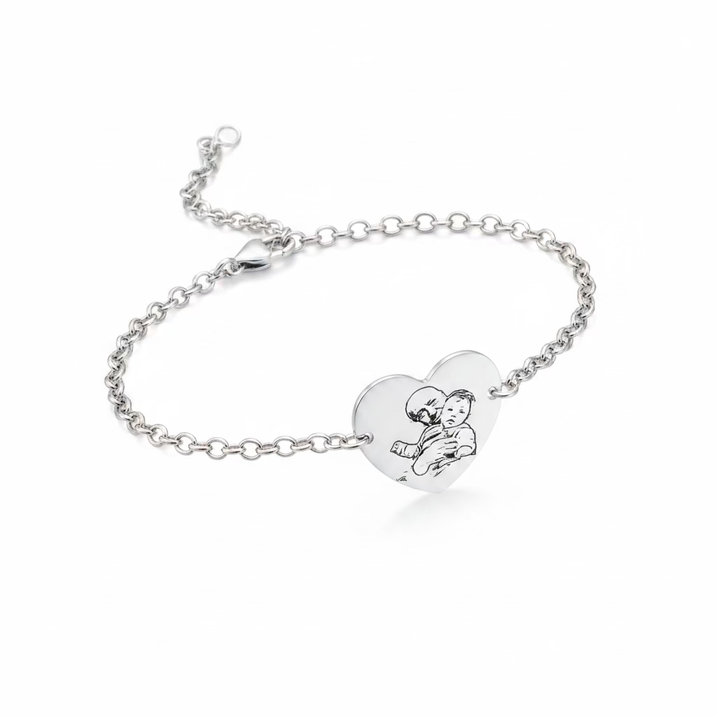 bracciale con incisione di foto. fotoritratto. argento925. RabiosaJewels