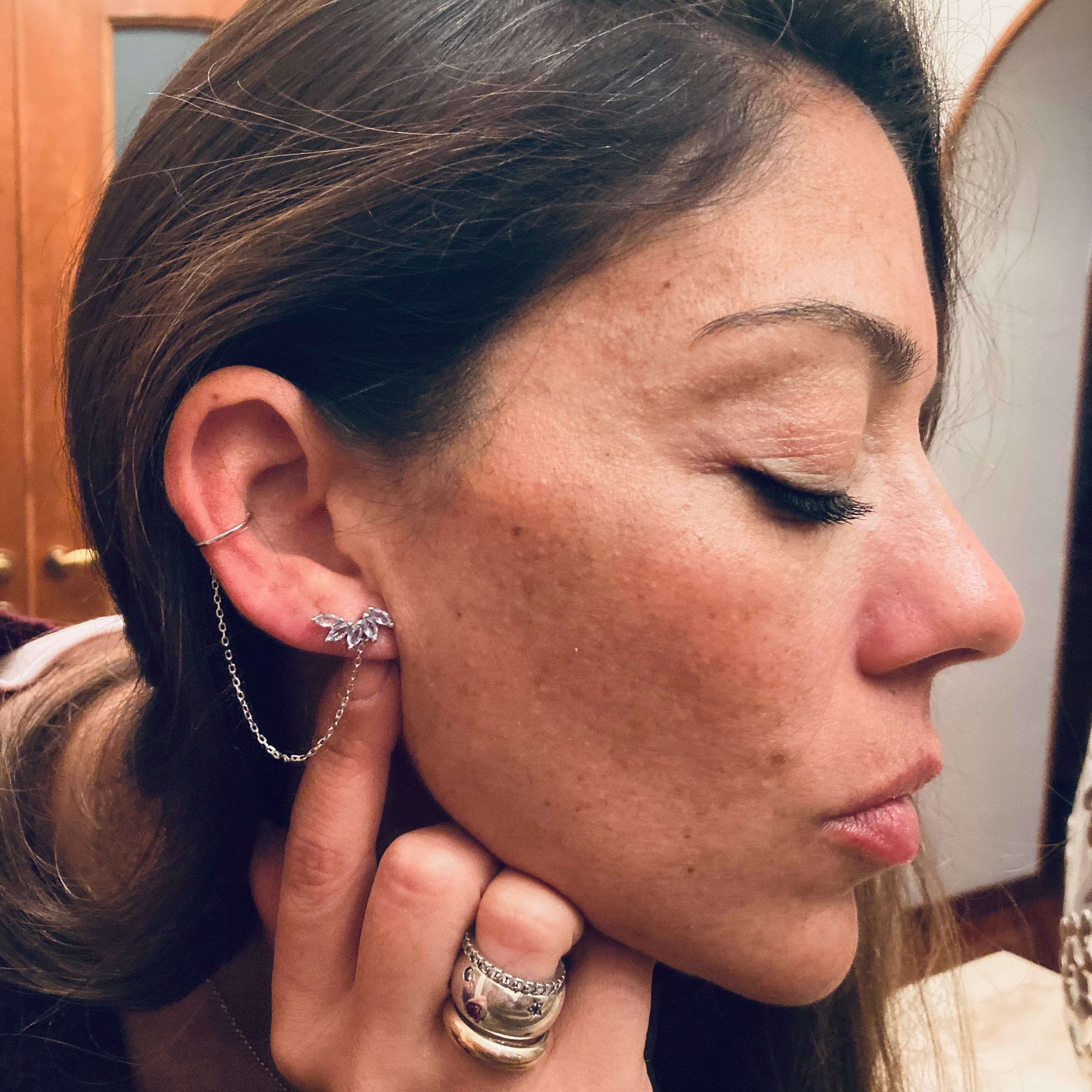 Mono Orecchino PETALI ZIRCONI con earcuff