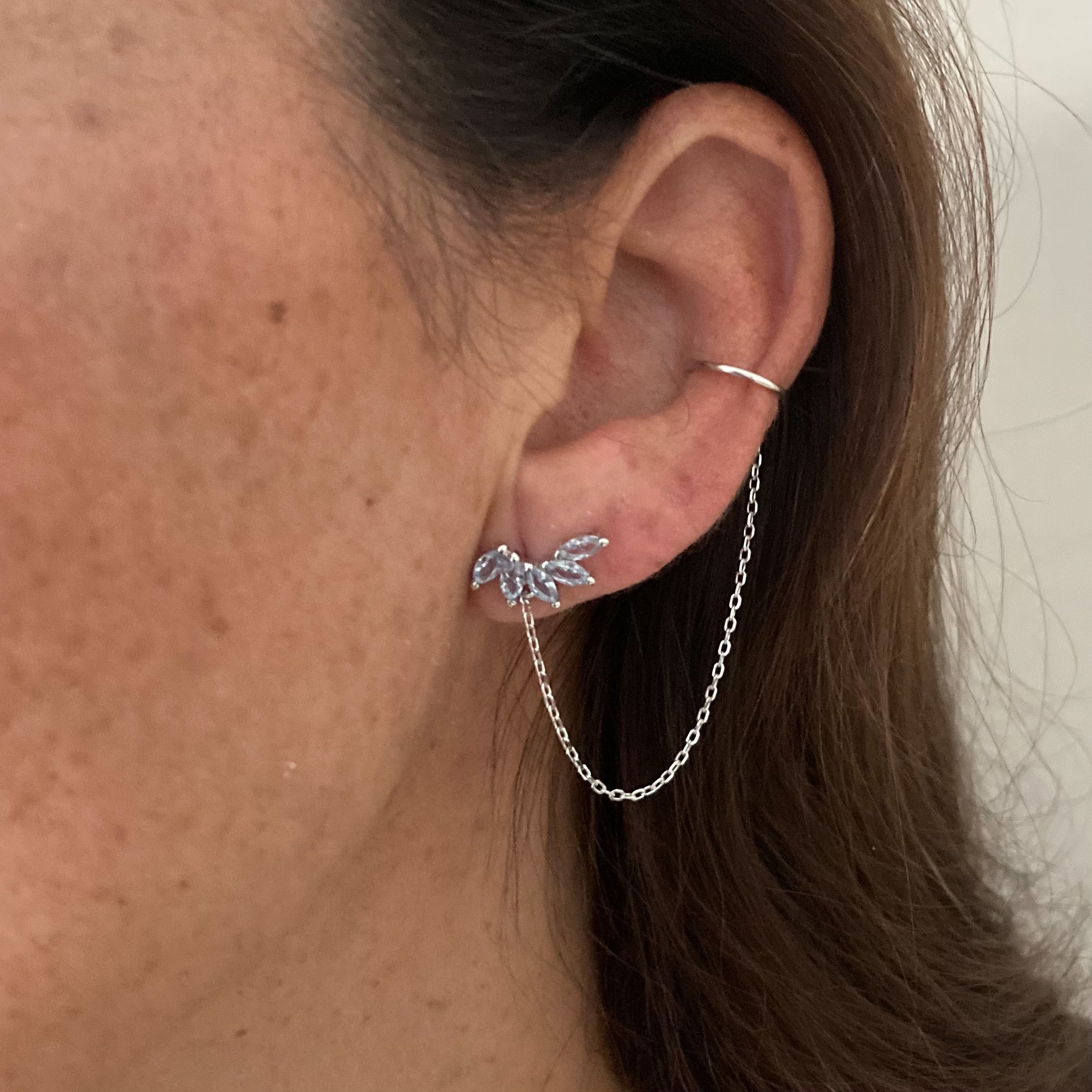 Mono Orecchino PETALI ZIRCONI con earcuff