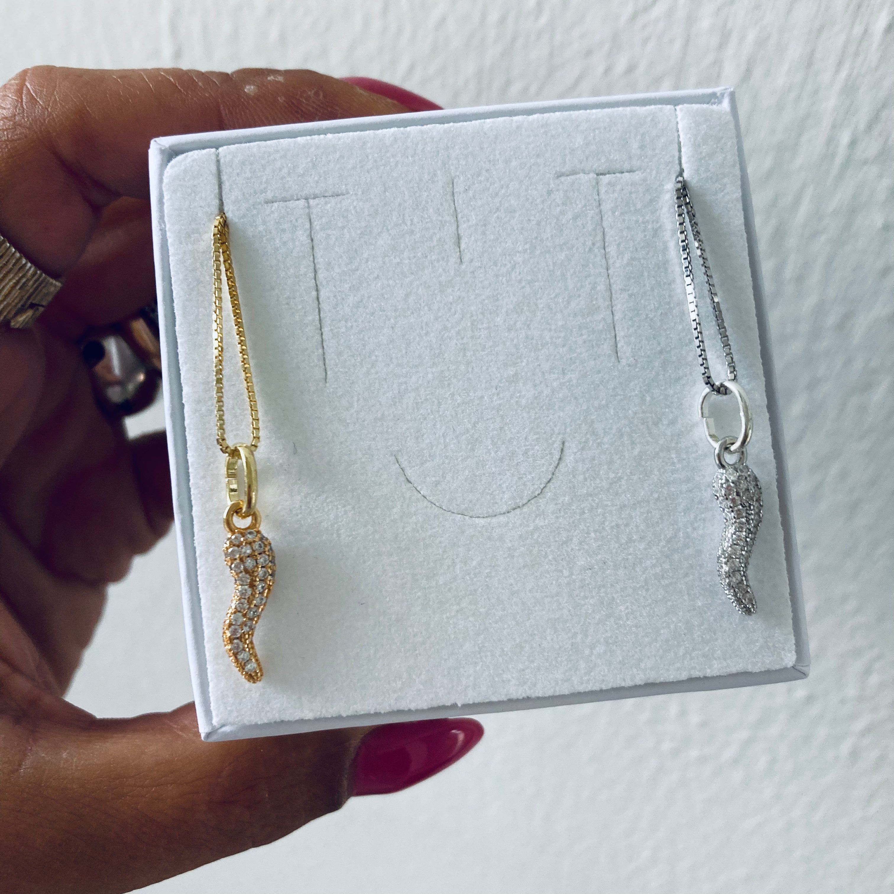 collana corno pavé di zirconi in argento 925. RabiosaJewels