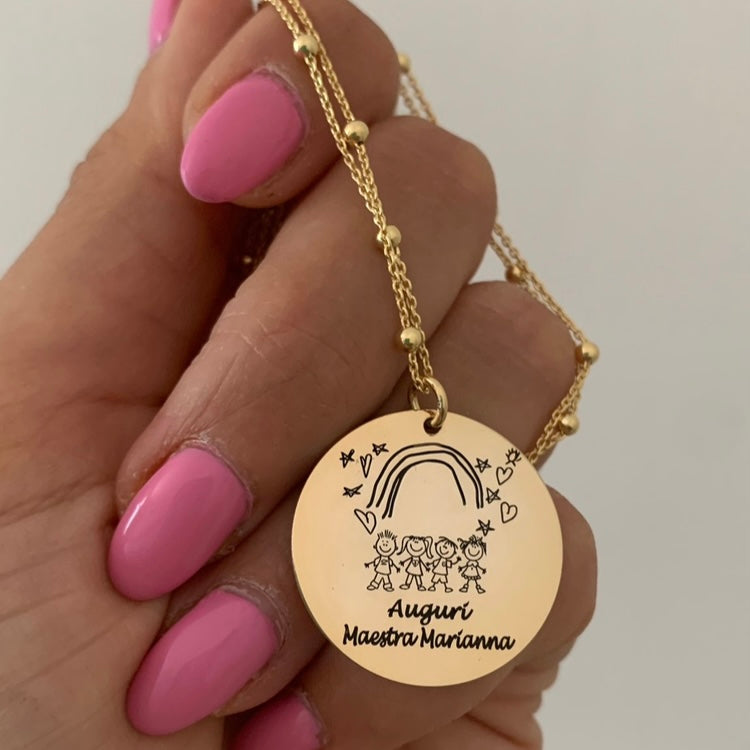 RabiosaJewels. Collana con disegno bambini argento 925