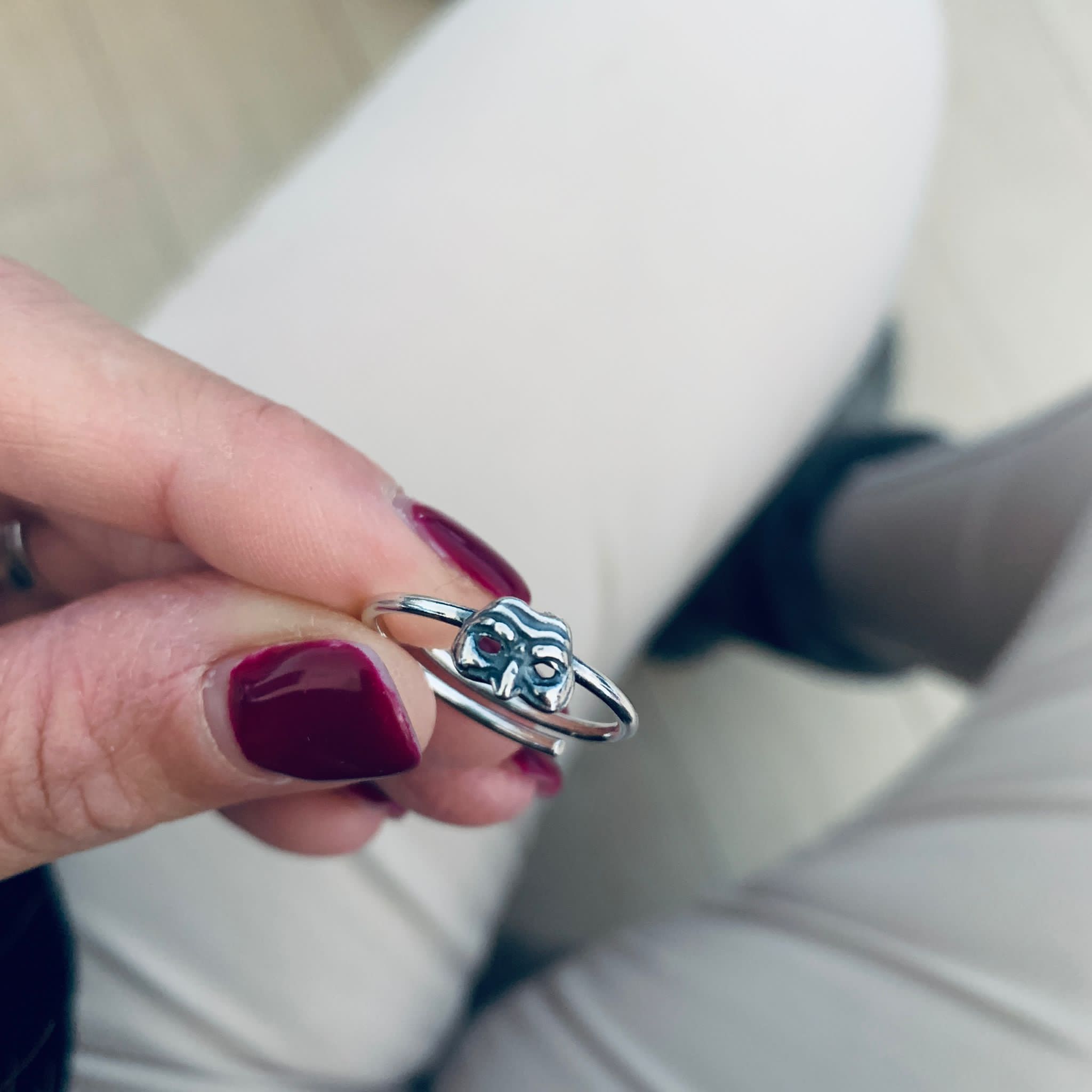 anello maschera di pulcinella in argento 925. RabiosaJewels