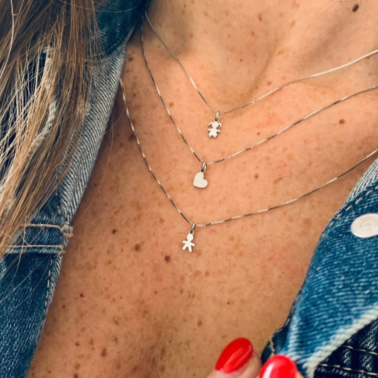 collana 3 fili lunghezza diversa con micro charms a scelta in argento 925. rabiosajewels