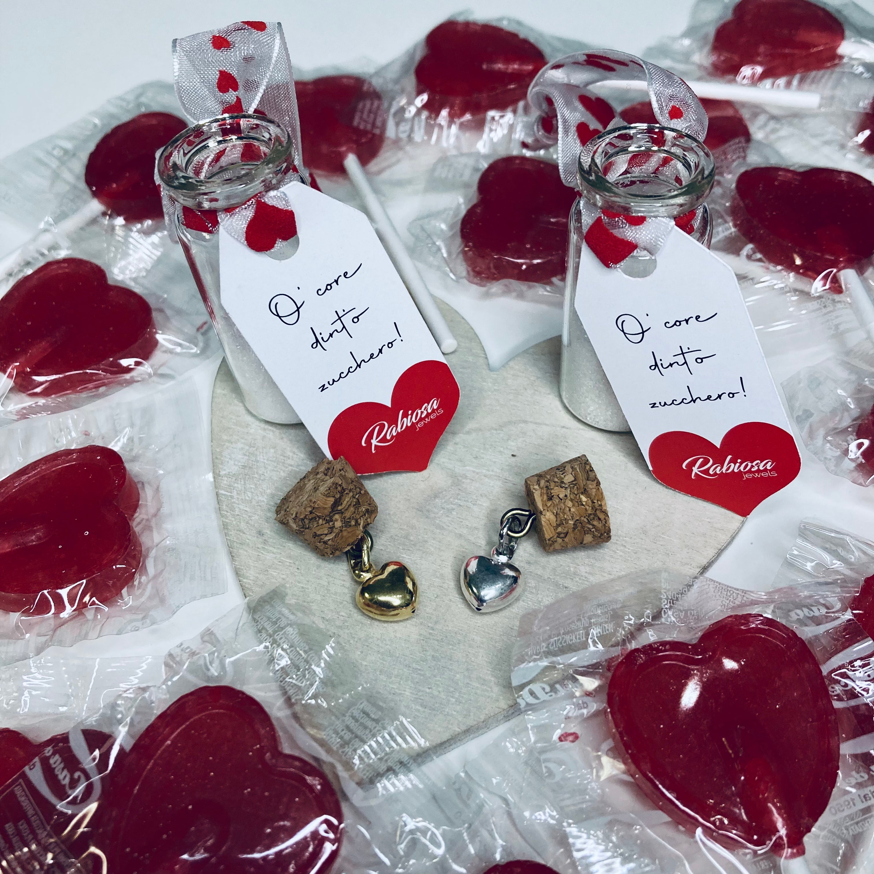 o core dint'o zucchero: ciondolo cuore gold o silver in argento 925 confezionato con zucchero e tag informativo. RabiosaJewels
