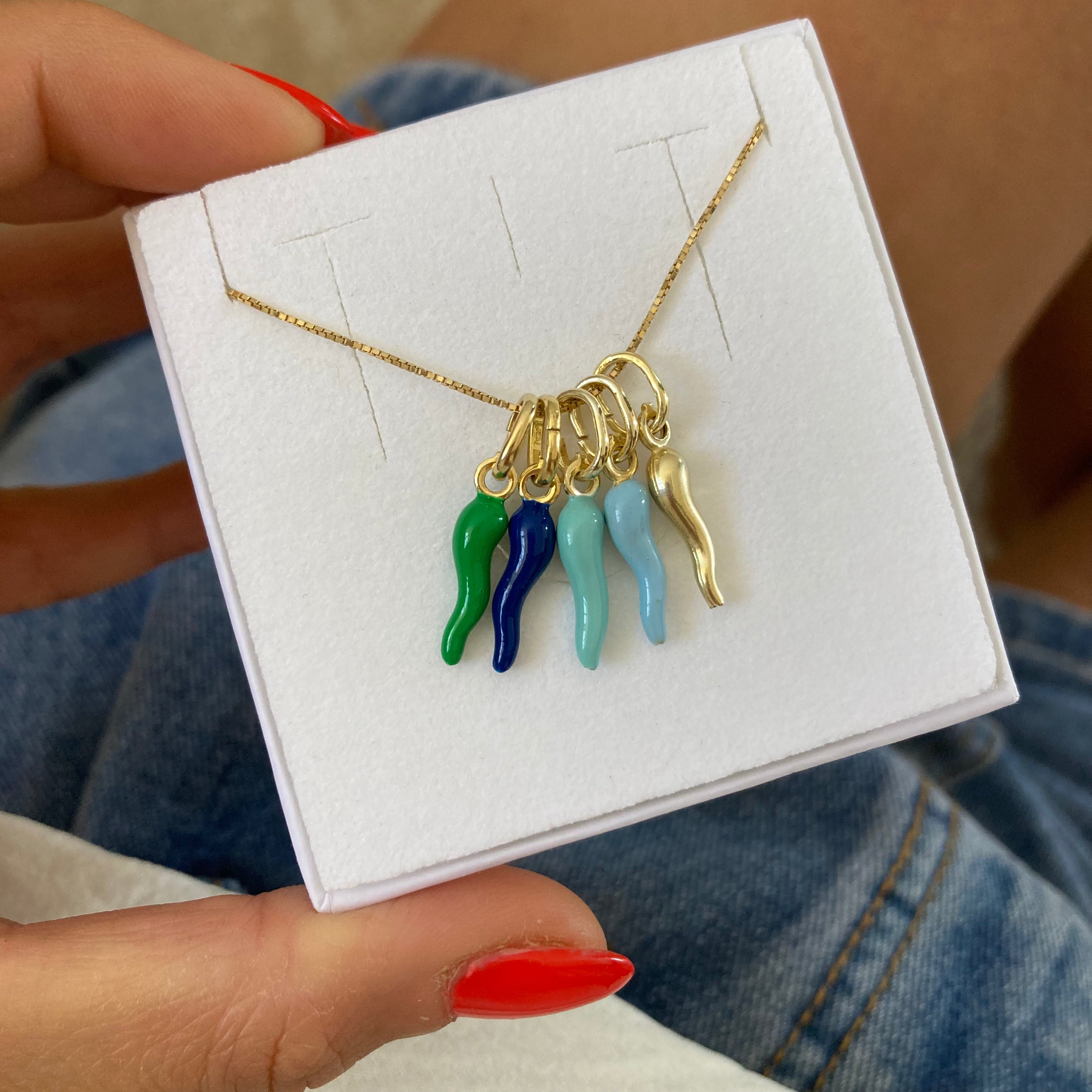 collana con cornetto colorato a scelta. RabiosaJewels. argento 925