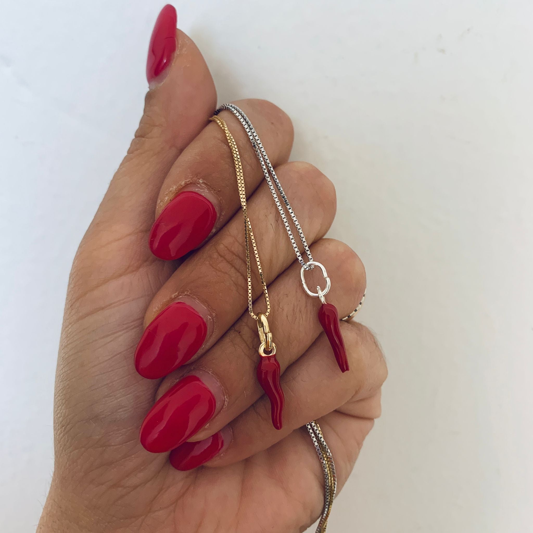 collana cornetto rosso. argento 925. rabiosajewels