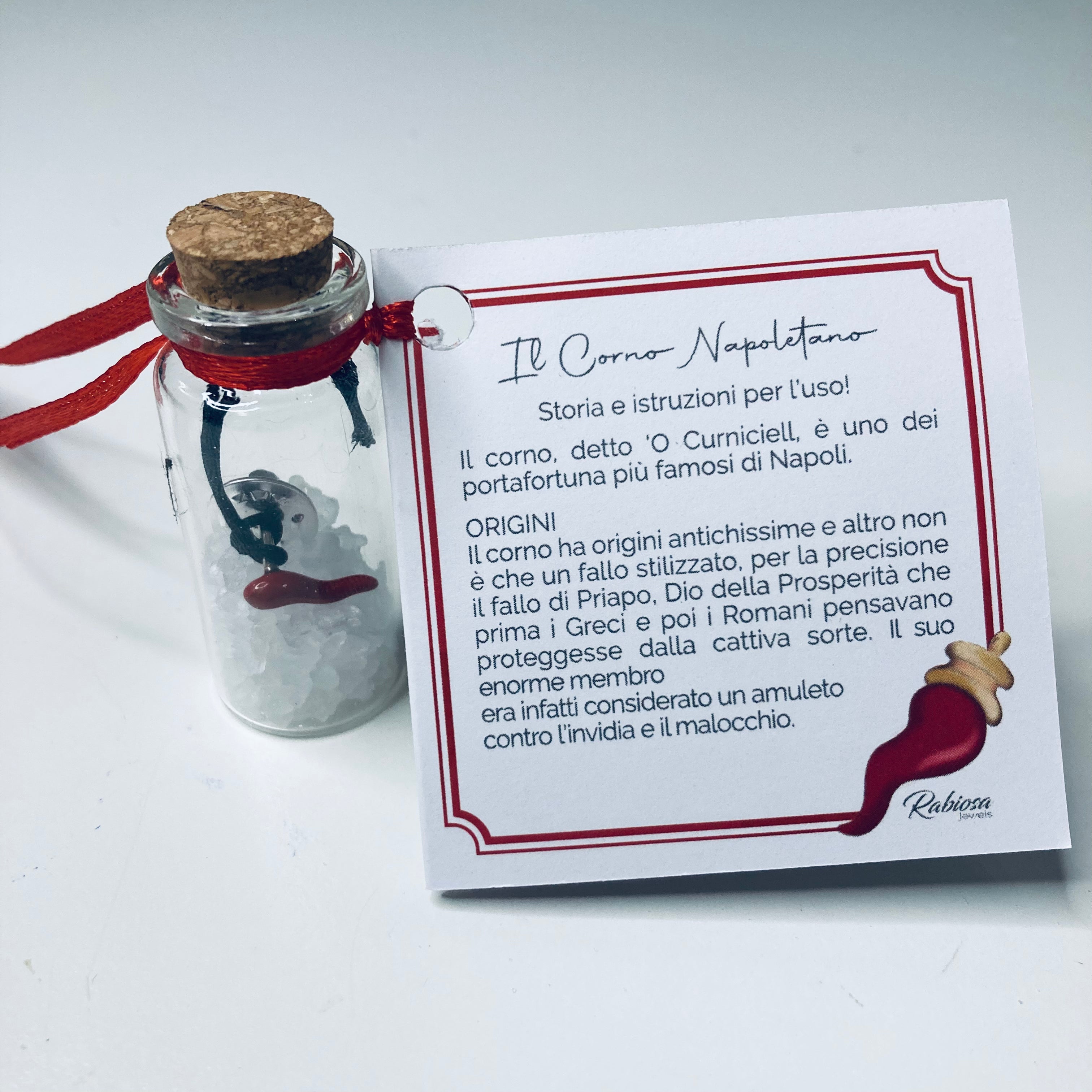 spilla corno rosso napoletano in argento 925 di RabiosaJewels