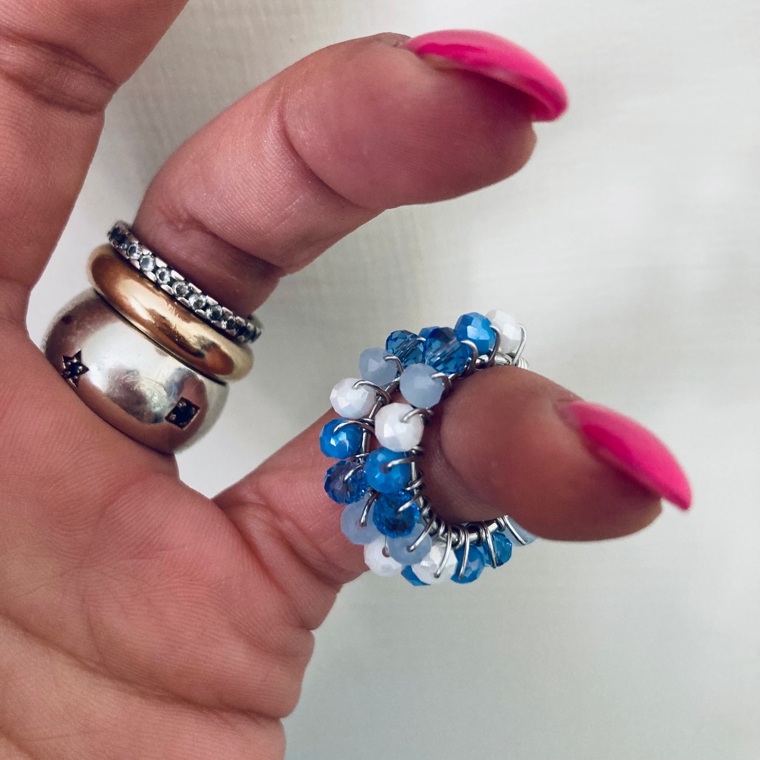 cerchietti capri in argento 925 lavorati artigianalmente con cristalli nelle tonalità del bluette. RabiosaJewels