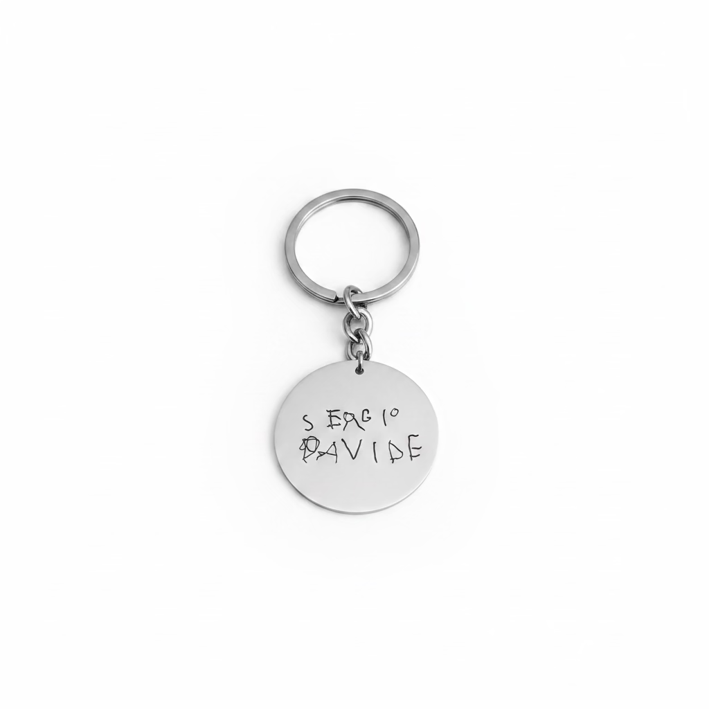 portachiavi con piastina in argento 925 e disegno personalizzato realizzato da bambini. rabiosajewels. disegno bambini. portachiavi con incisione personalizzata