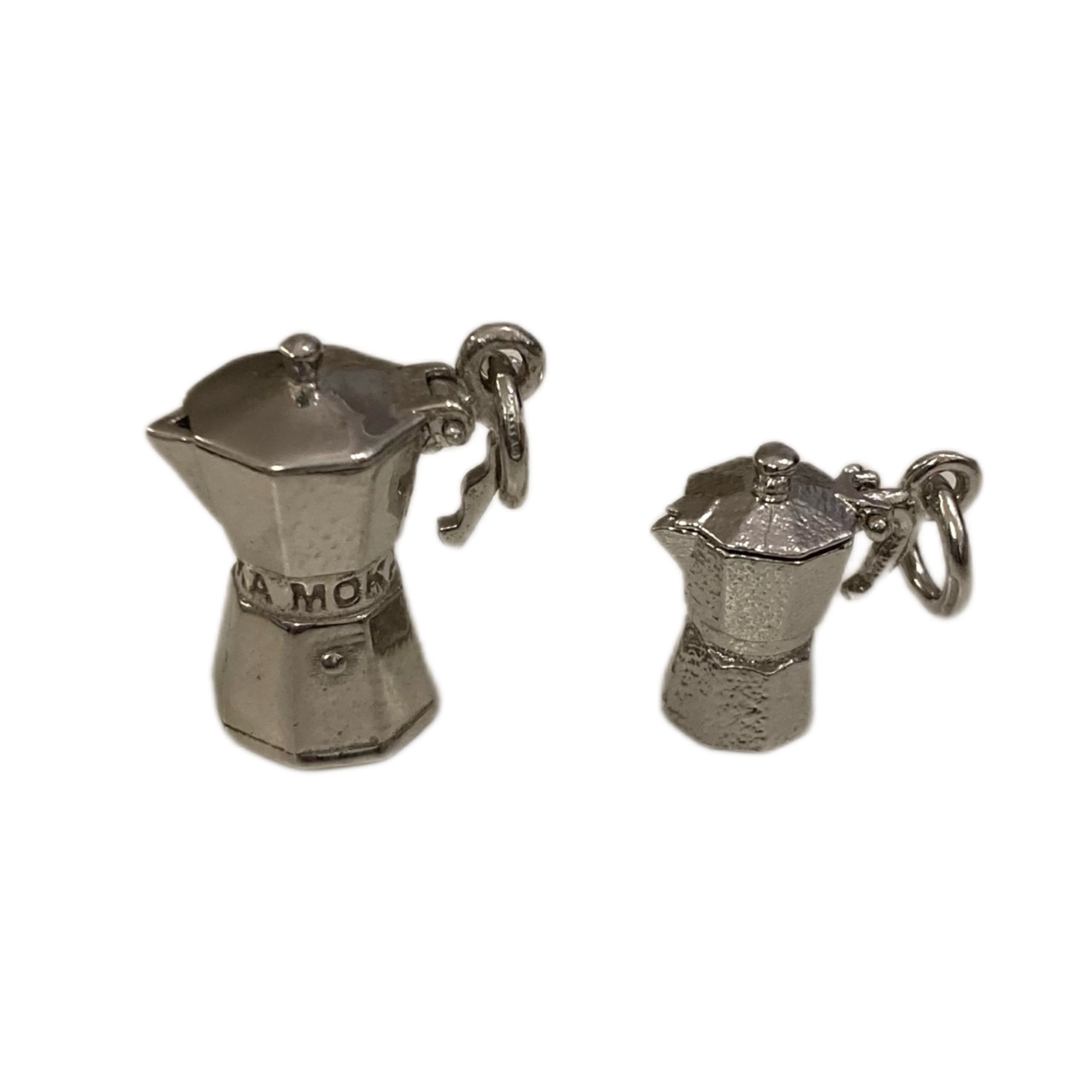 ciondolo moka napoletana in argento 925 di RabiosaJewels. ciondolo macchinetta del caffè