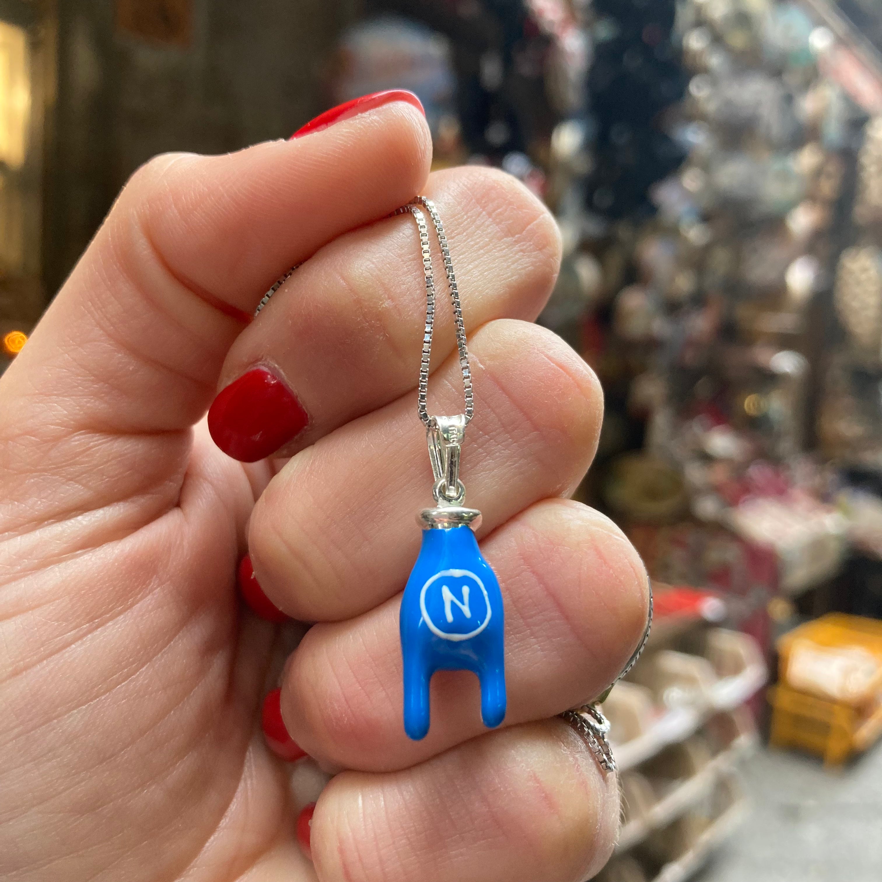 collana con corna forza napoli in argento 925. RabiosaJewels