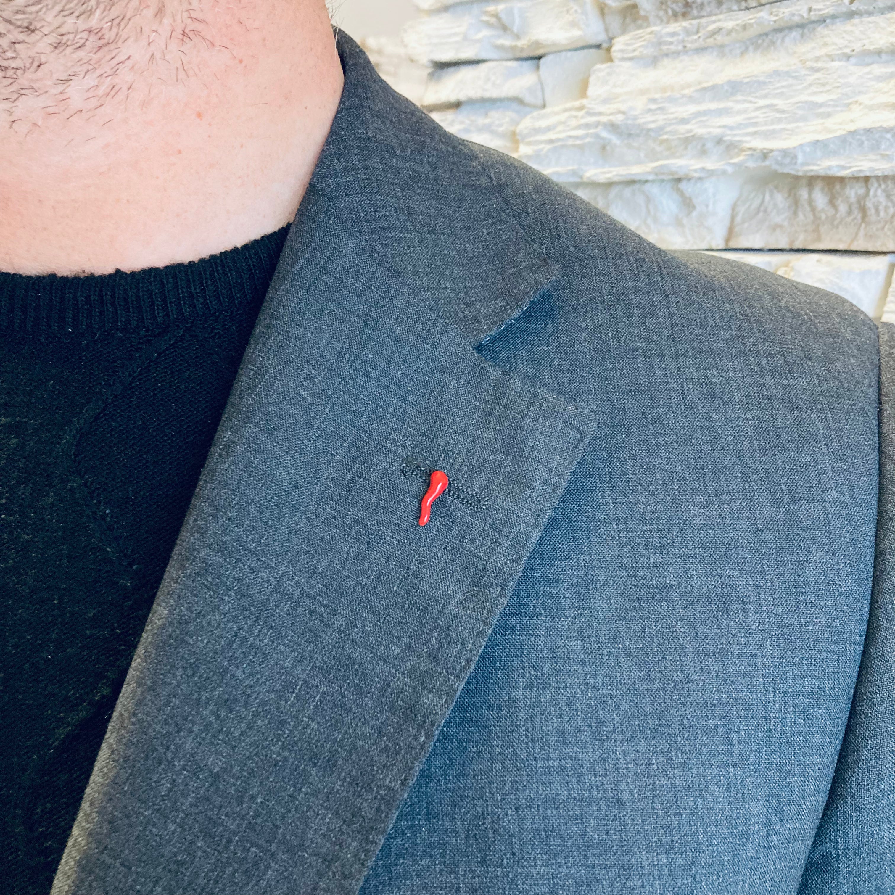 spilla corno rosso napoletano in argento 925 di RabiosaJewels